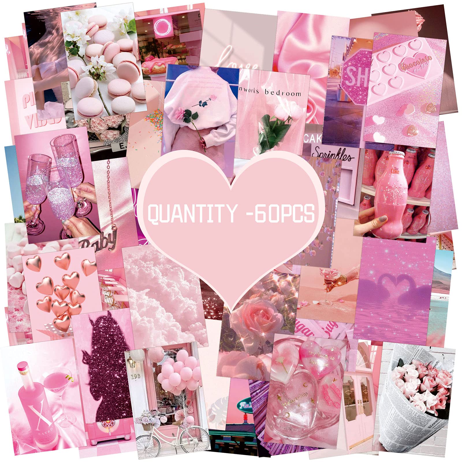 Tenare 60 Pcs Pink Aesthetic Picture