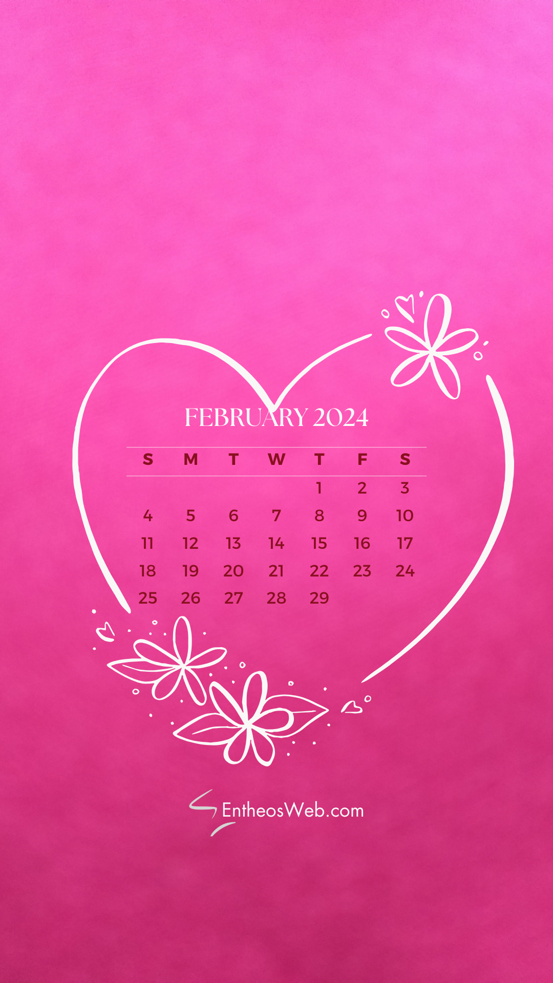 February 2024 Calendar Phone Wallpaper