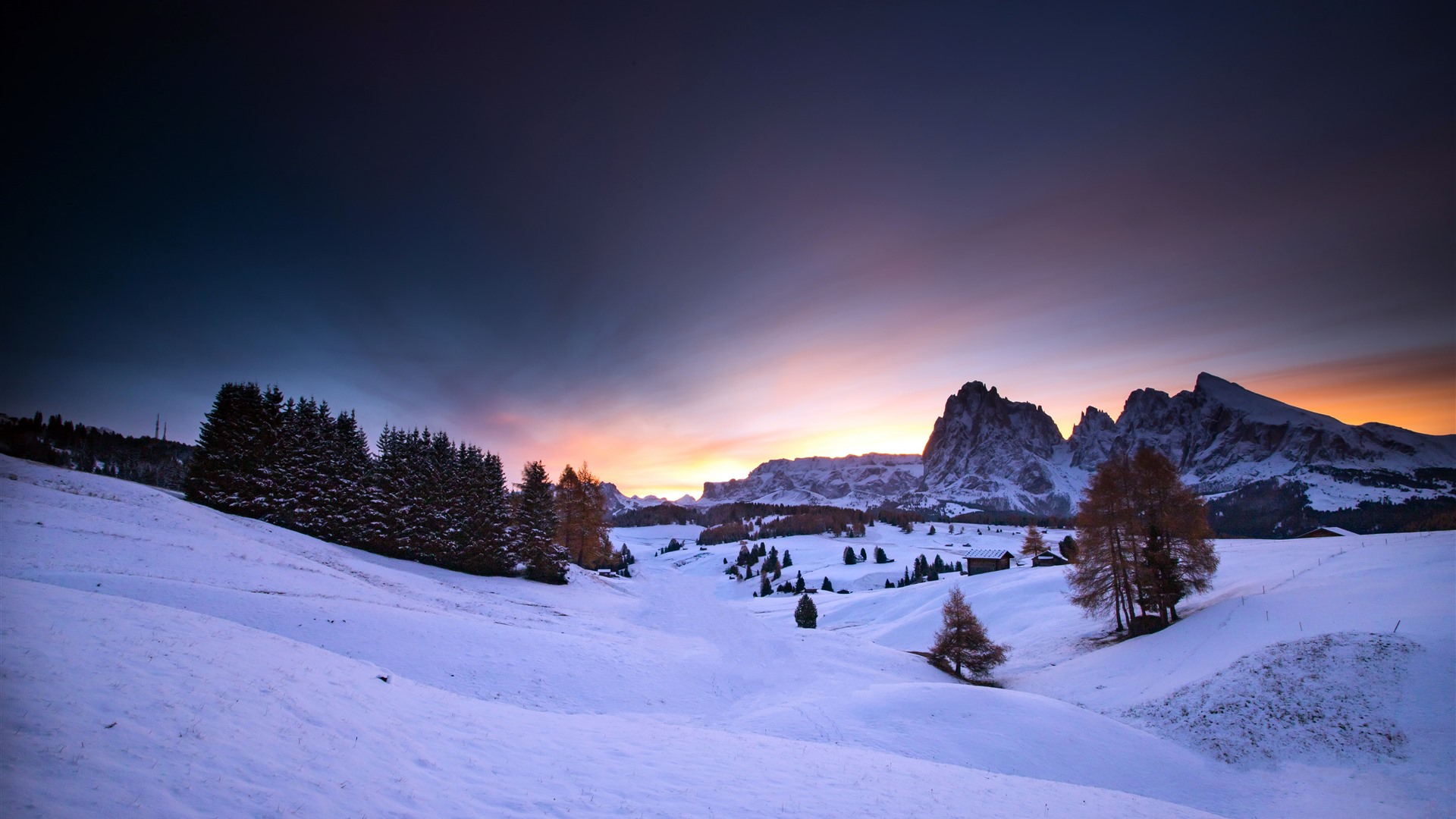Sunrise Snow Mountains Winter Alps