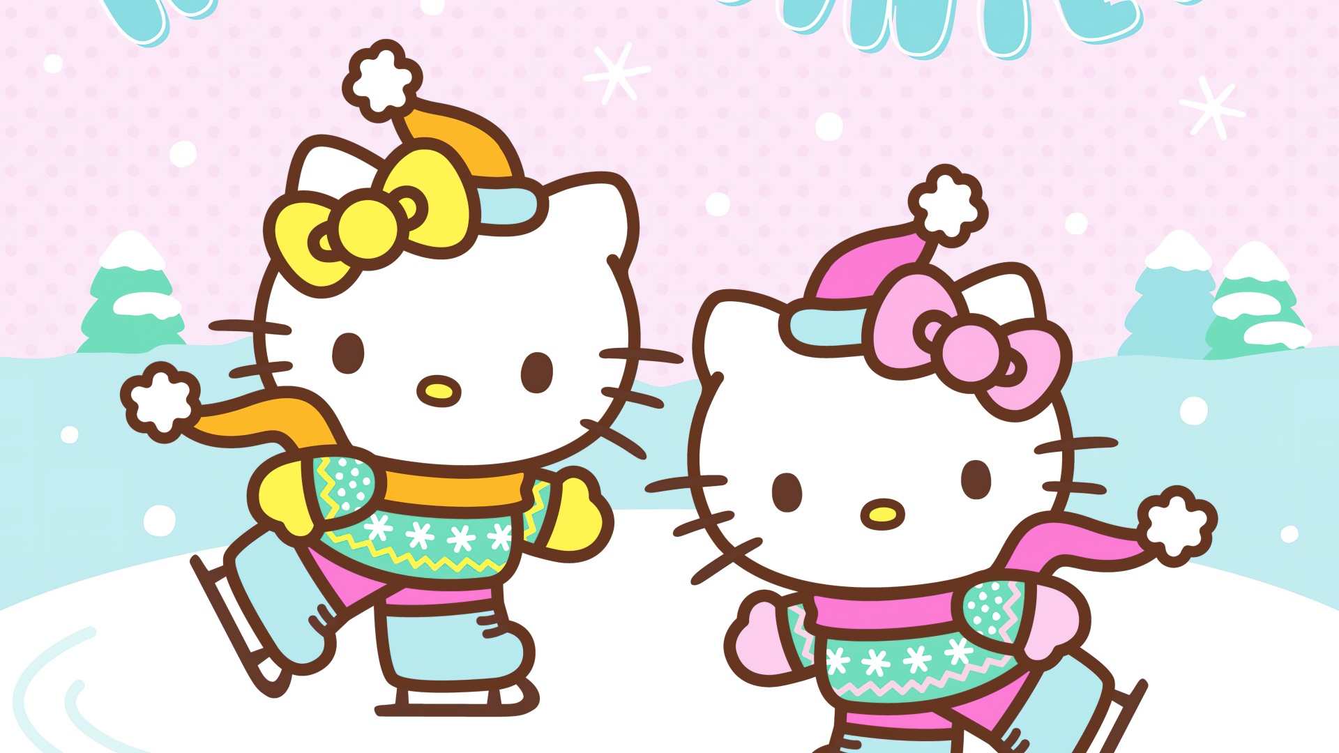 Hello winter Wallpaper 4K, Hello Kitty