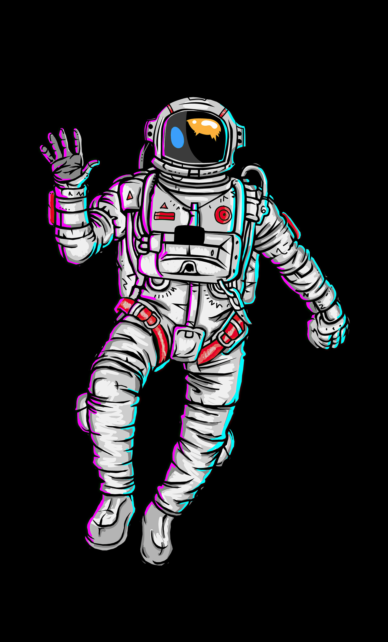 Astronaut Waving Hand Minimal