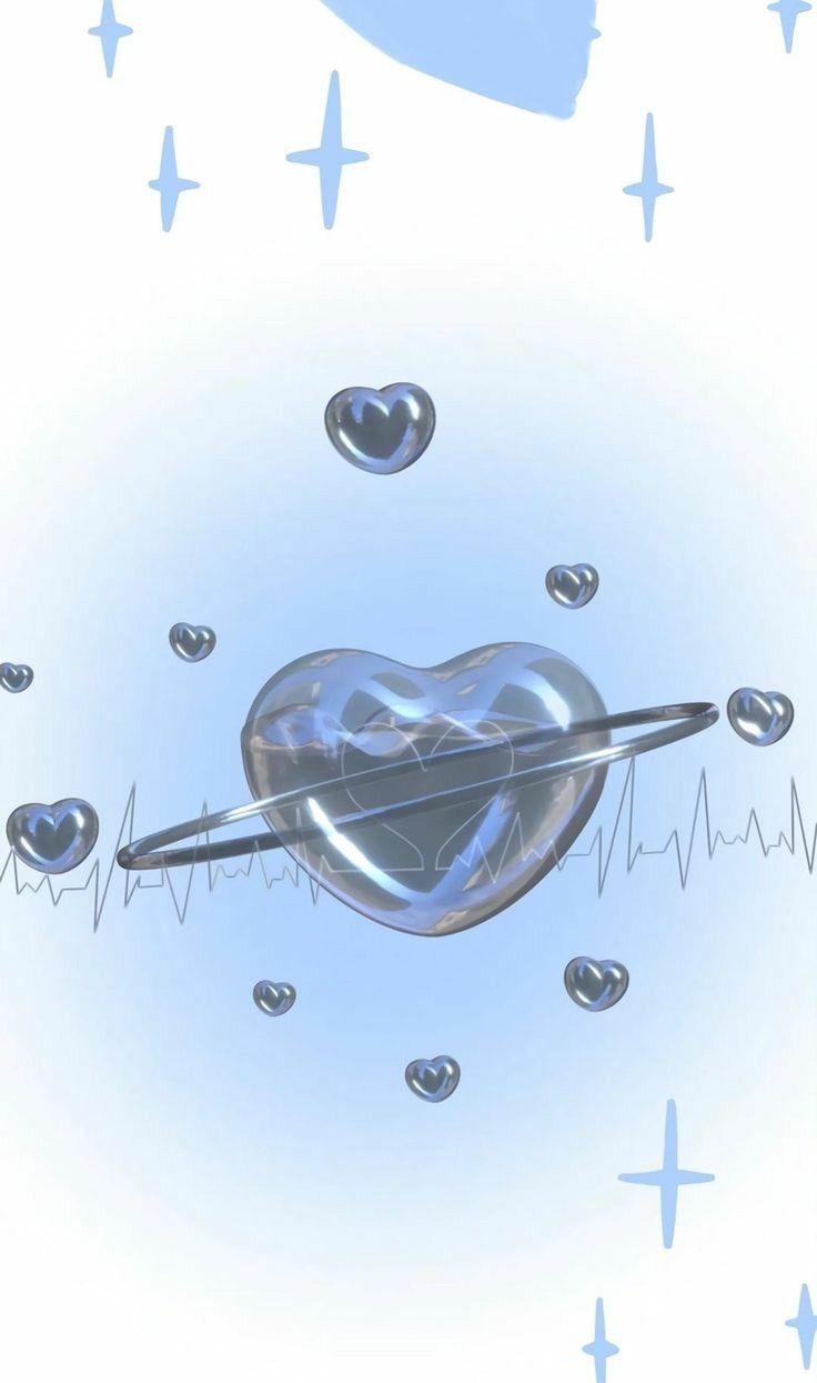 Y2K Cute Wallpaper with Blue Hearts