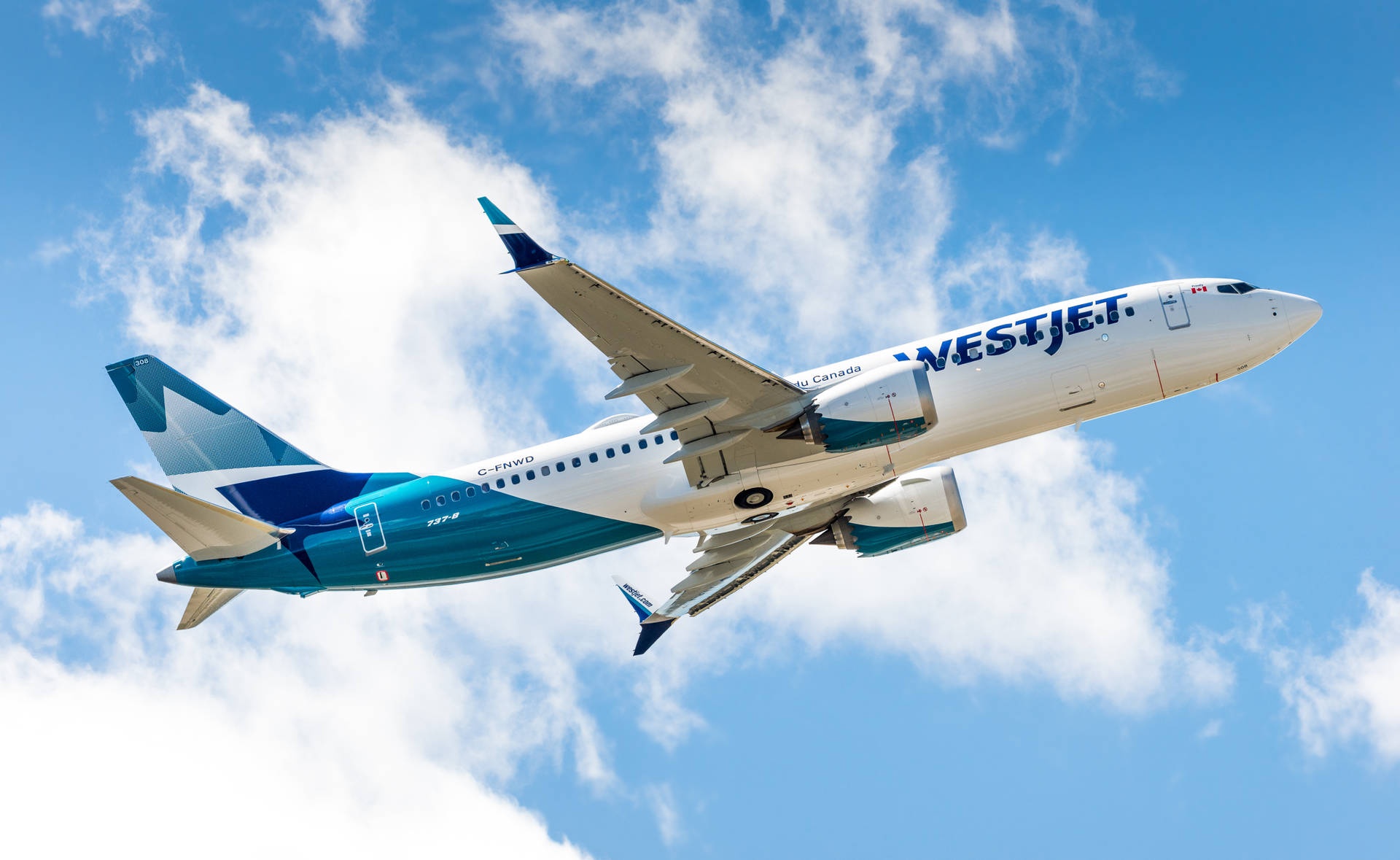 Soaring WestJet Airplane Wallpaper