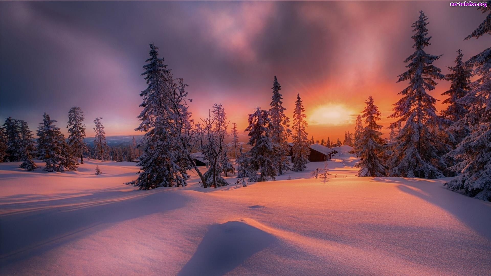 HD desktop wallpaper: Winter, Sunset