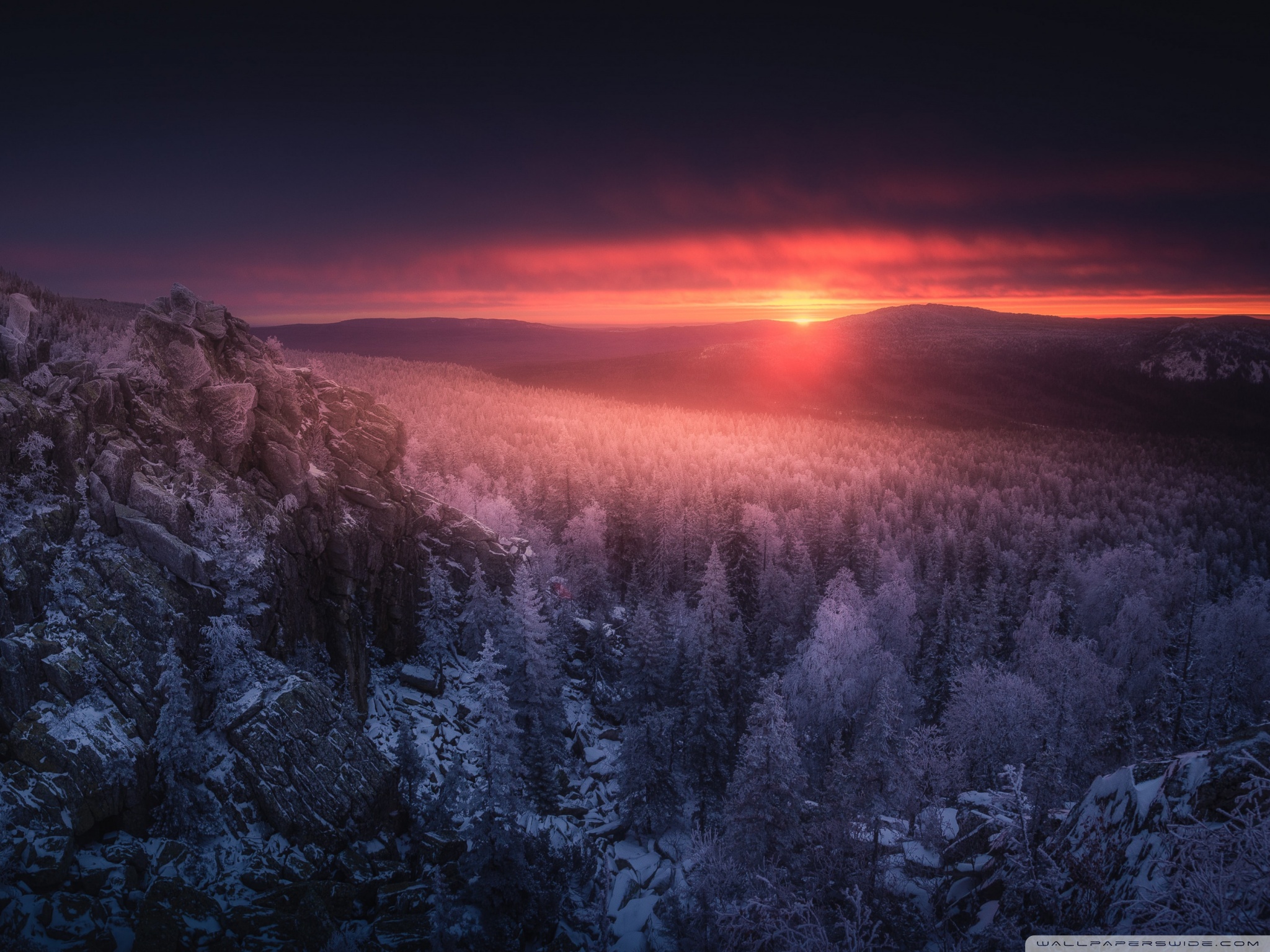 Winter Sunset Ultra HD Desktop