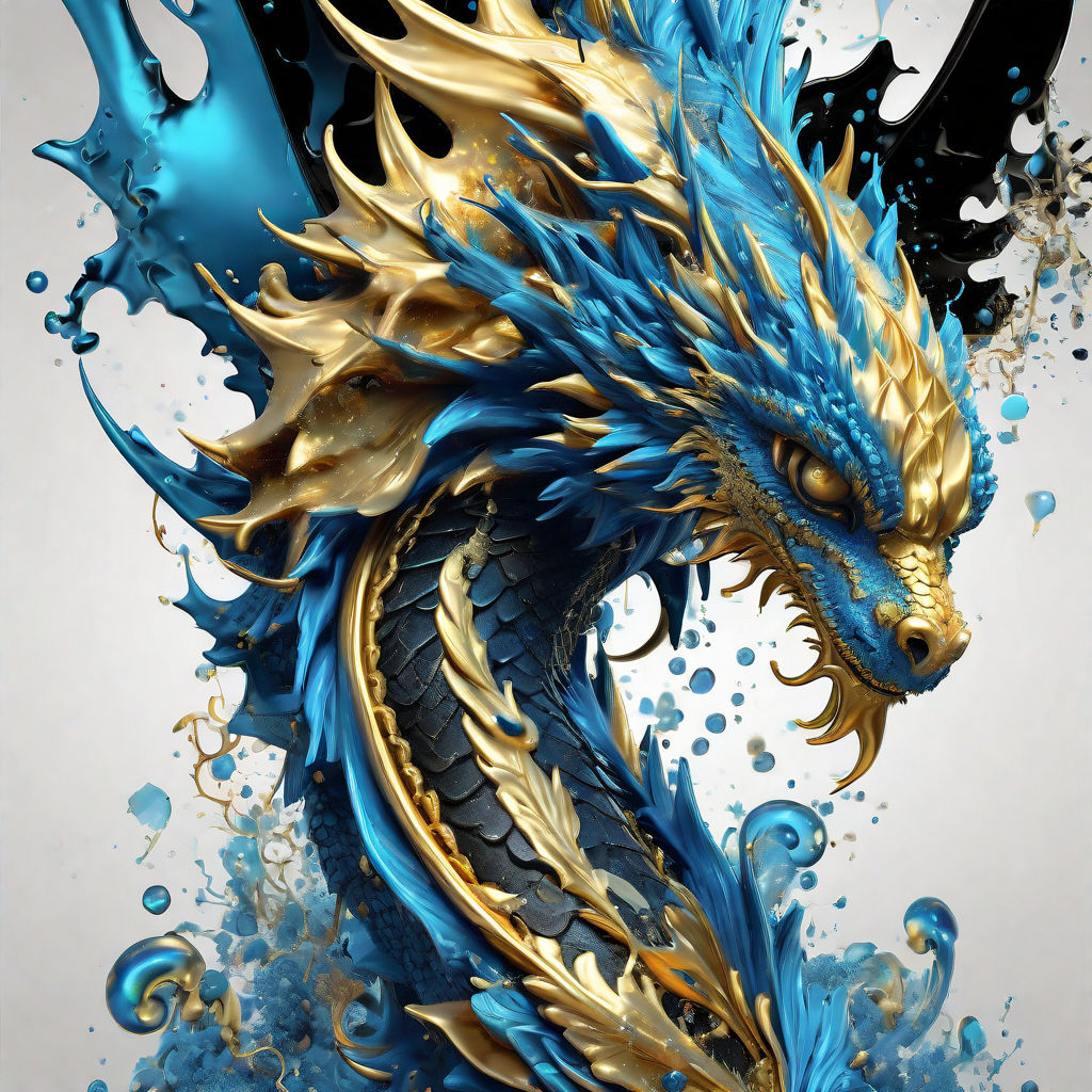 blue watercolor chinese dragon