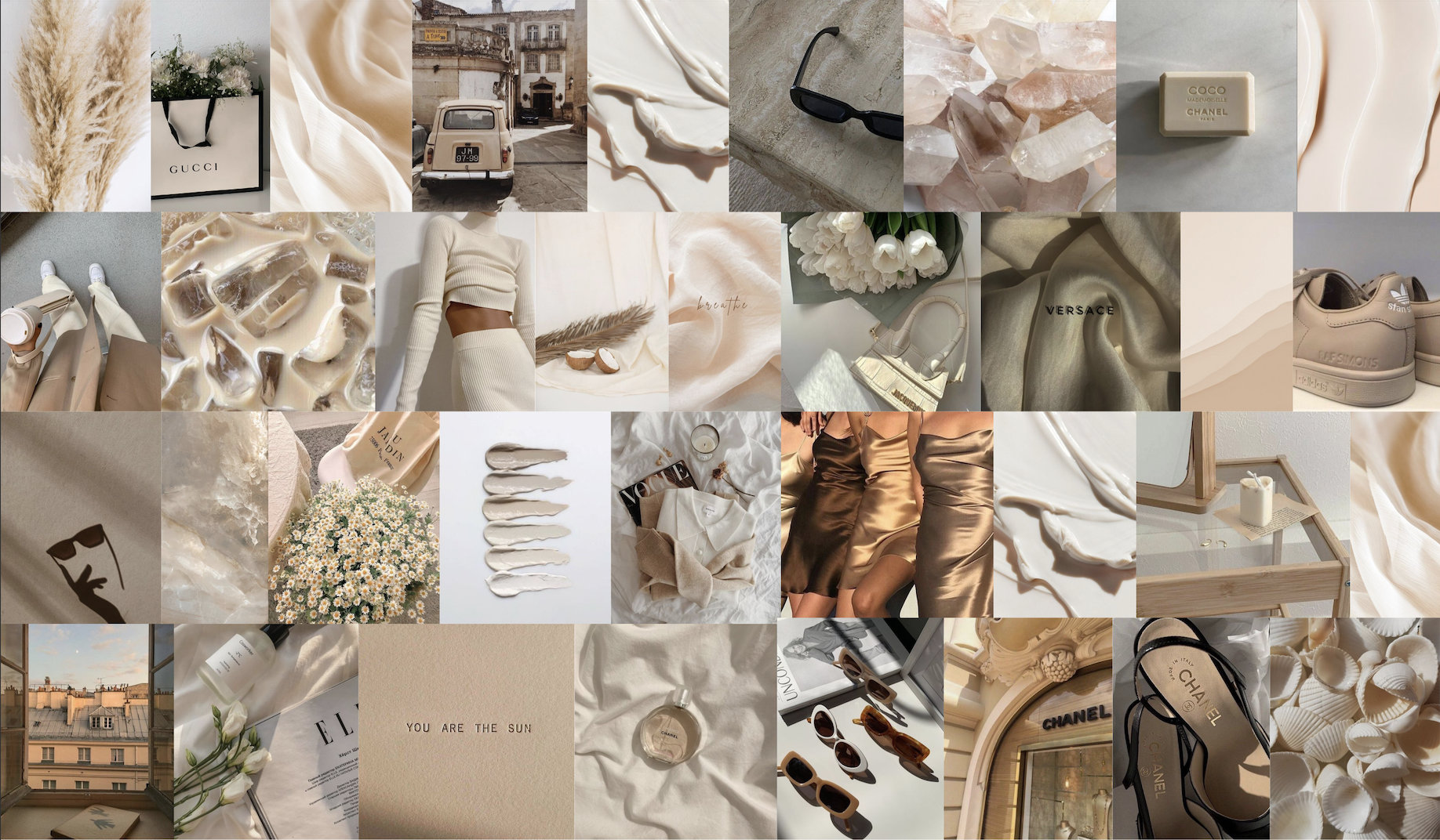 Cream Beige Aesthetic Wall Collage Kit
