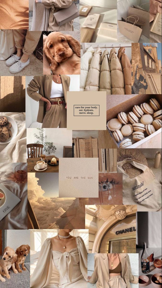 Body Beige Aesthetic Collage Wallpaper
