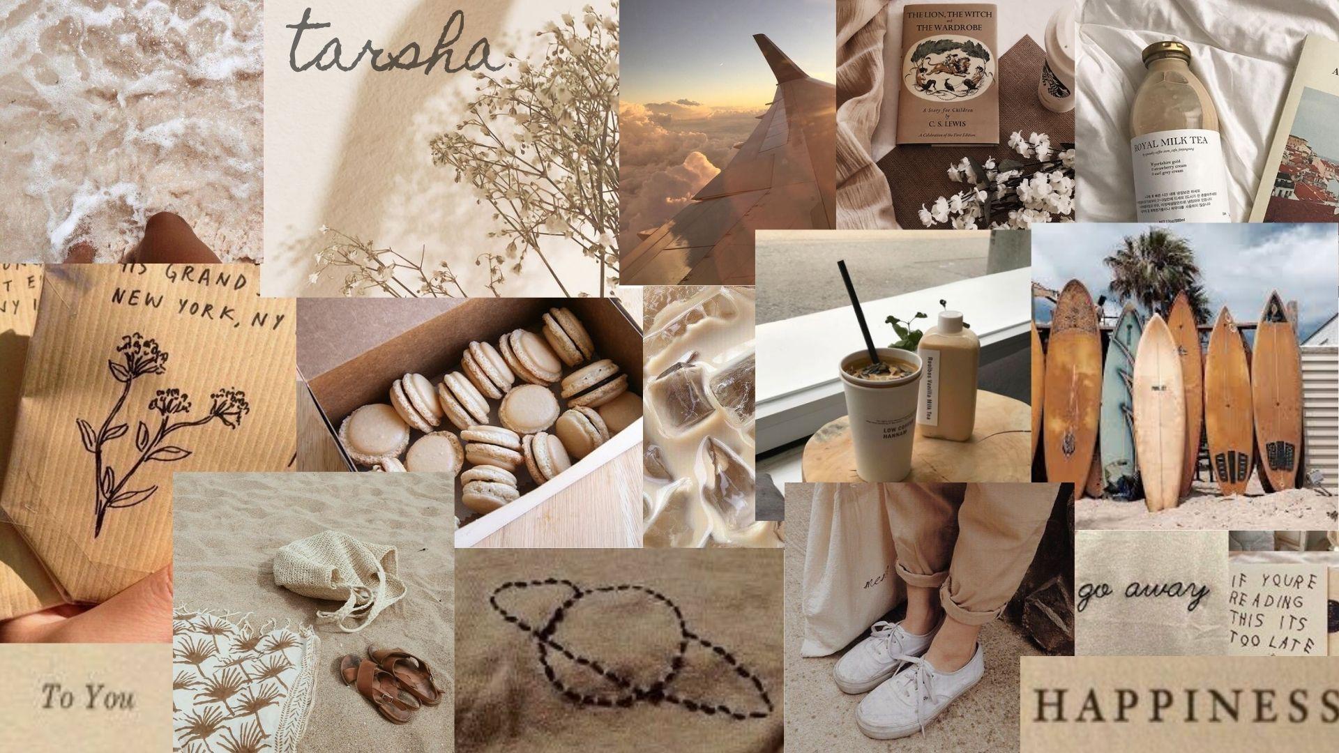 Beige Aesthetic Collage Wallpaper