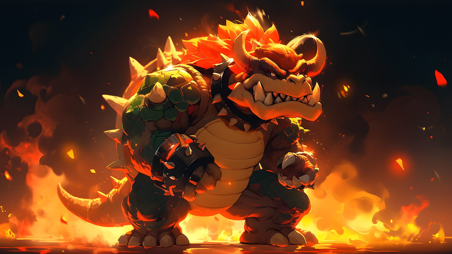 Super Mario Bowser in Fire Desktop Wallpaper