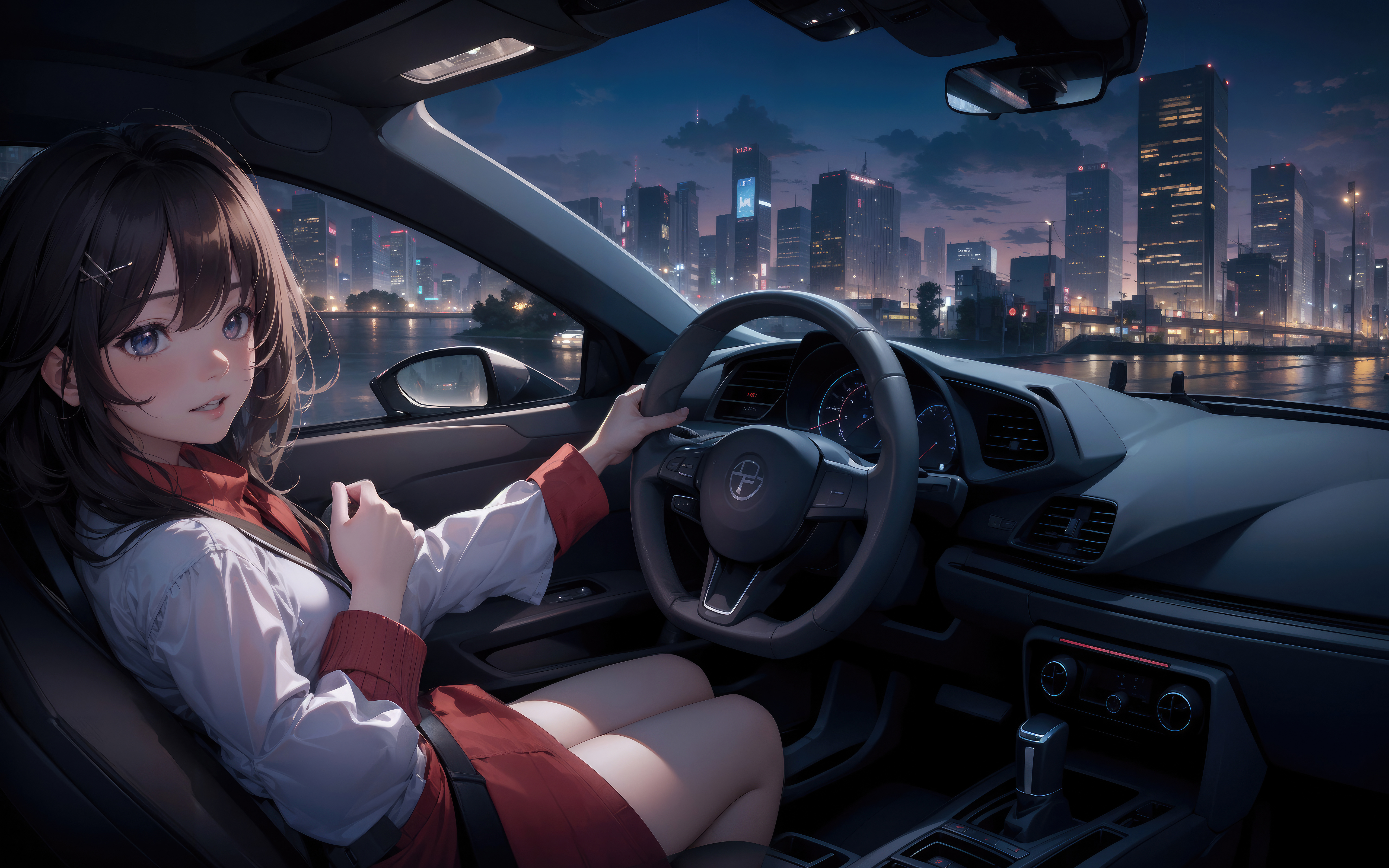 Anime Girl In Car 5k Wallpaper, HD Anime