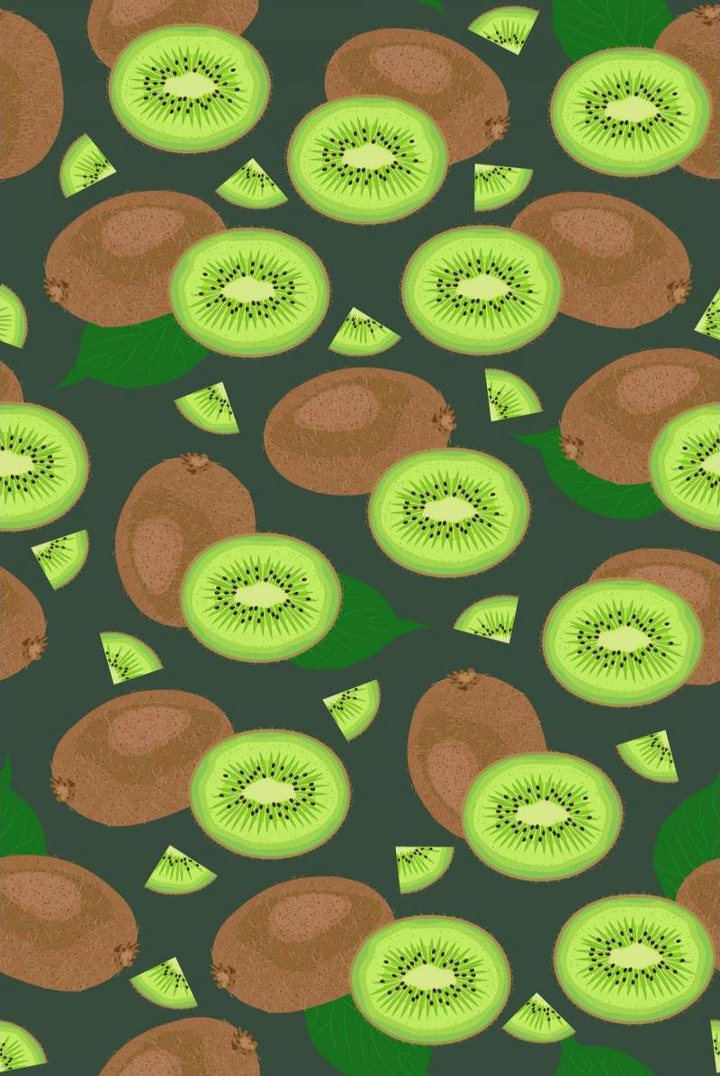 Seamless Pattern Whole Fruit Kiwi