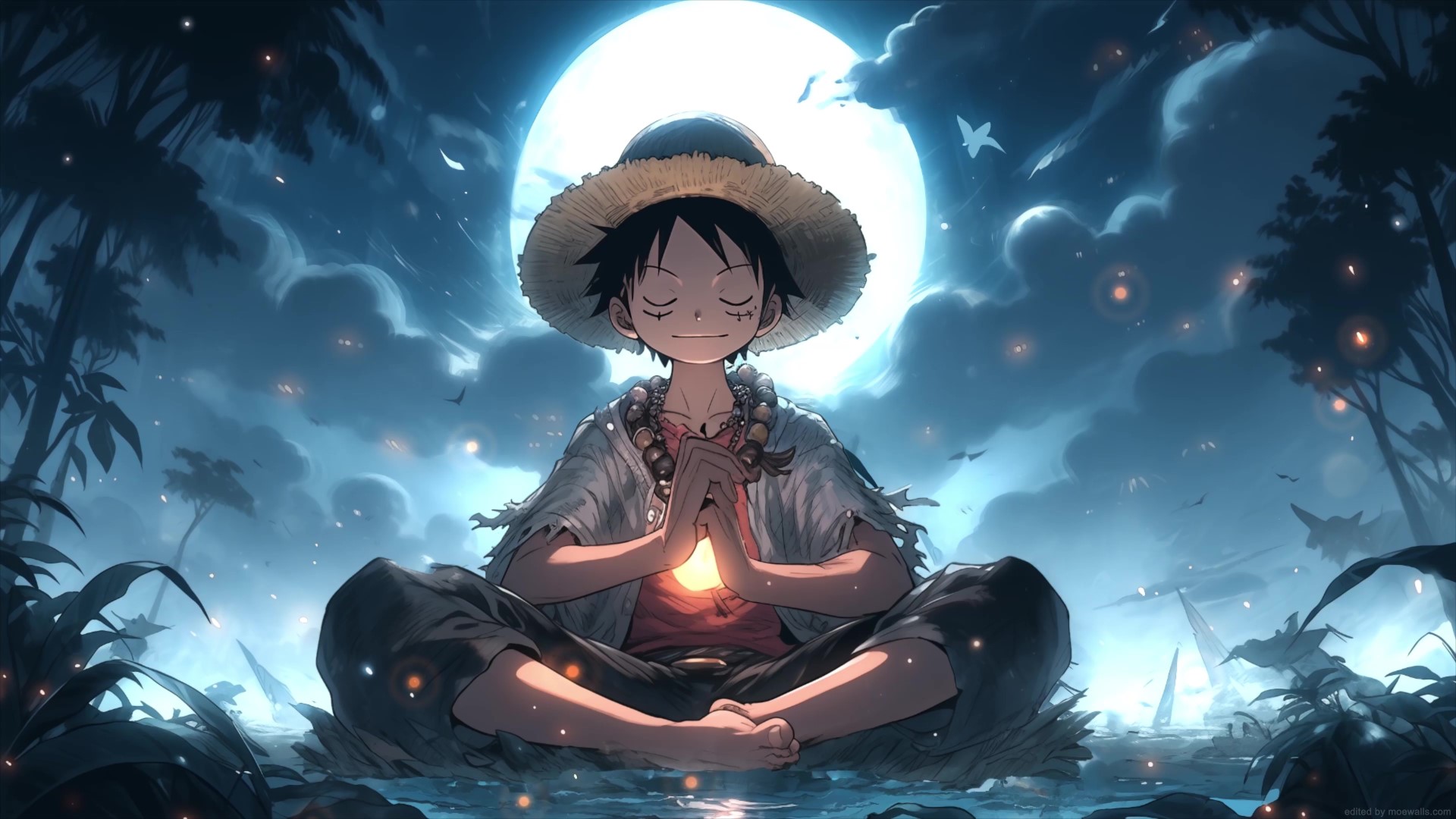 Luffy Meditating Under The Moonlight