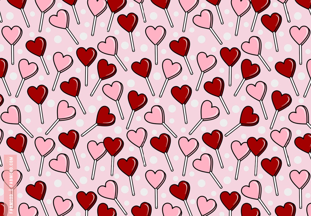 Captivating Valentine's Wallpaper Ideas, Pink & Red Love Heart Lollipops. Colour + Mood + Style Inspiration