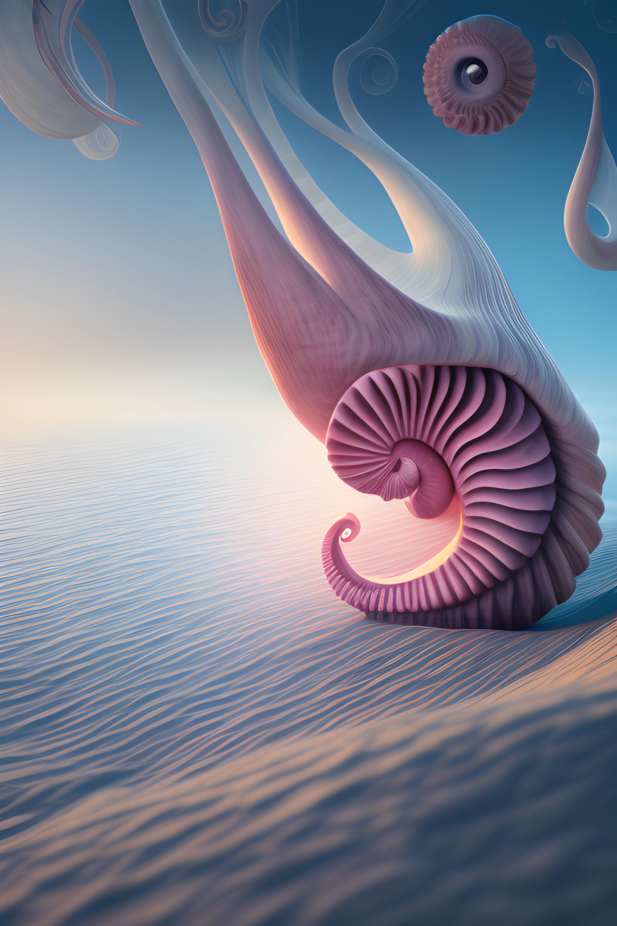 3D abstract nautilus organic shape on a