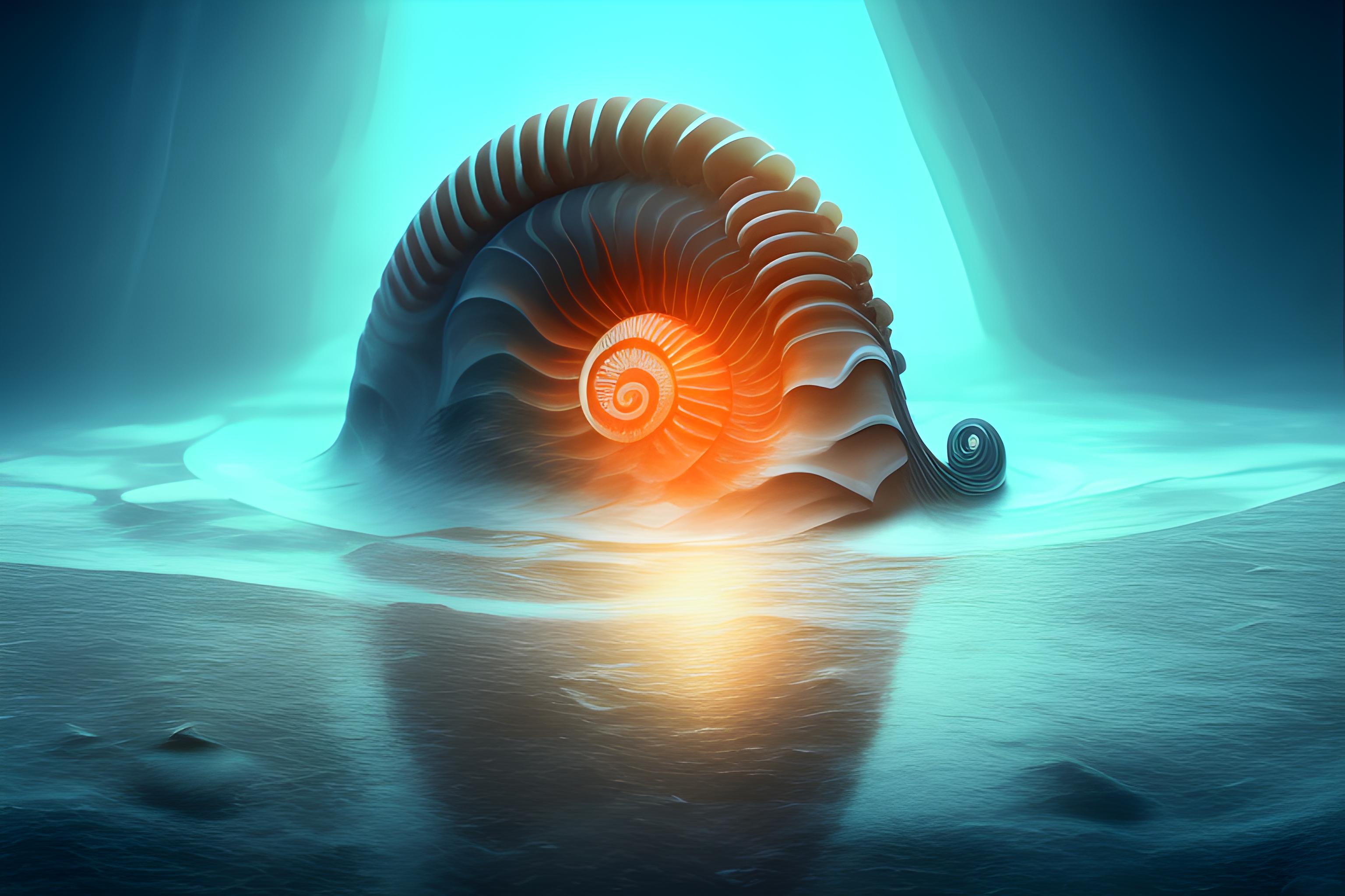 3D abstract nautilus organic shape on a