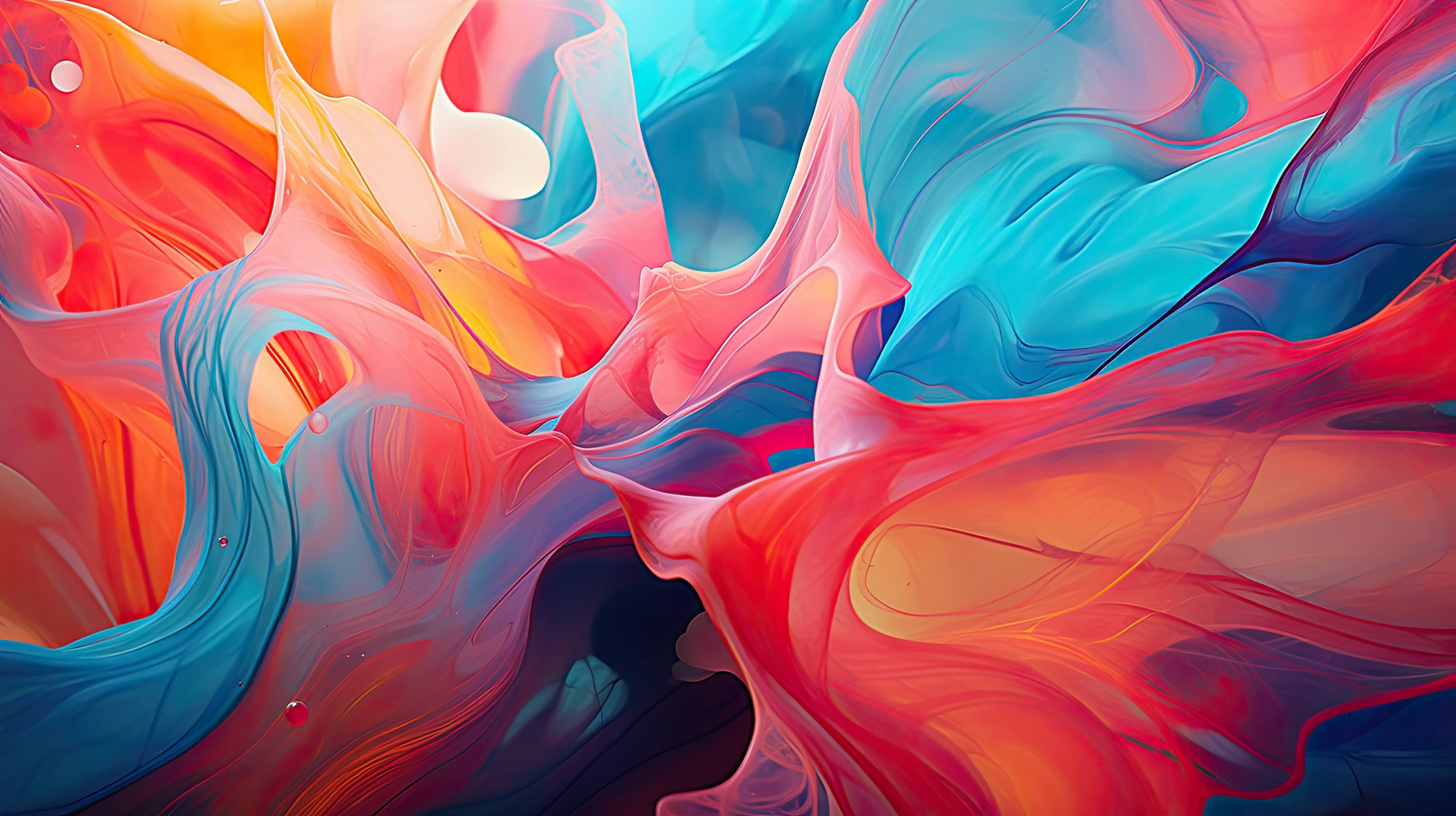 Flowing liquid art background, vibrant