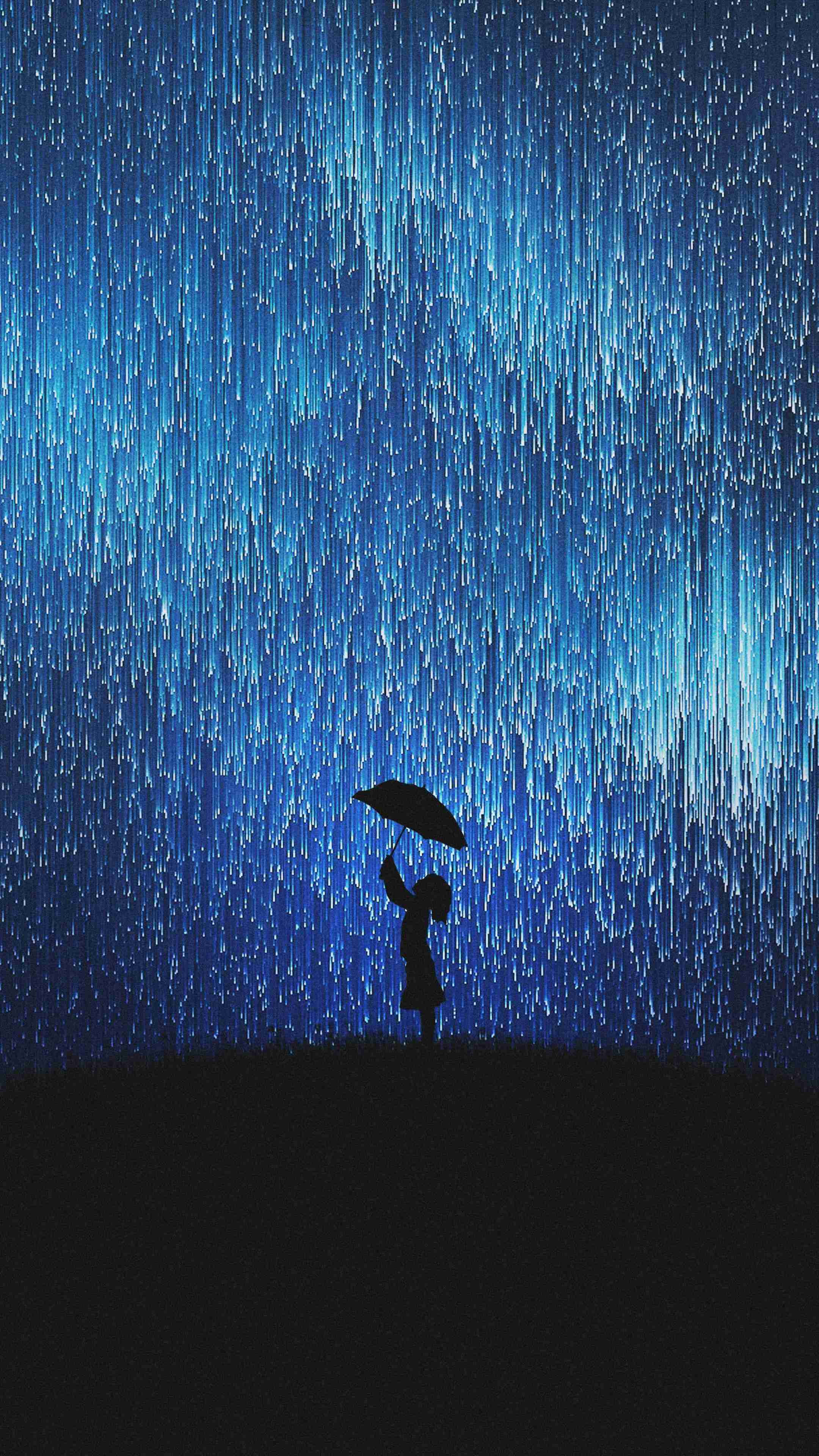A Girl In Rain Amoled 4K Phone Wallpaper