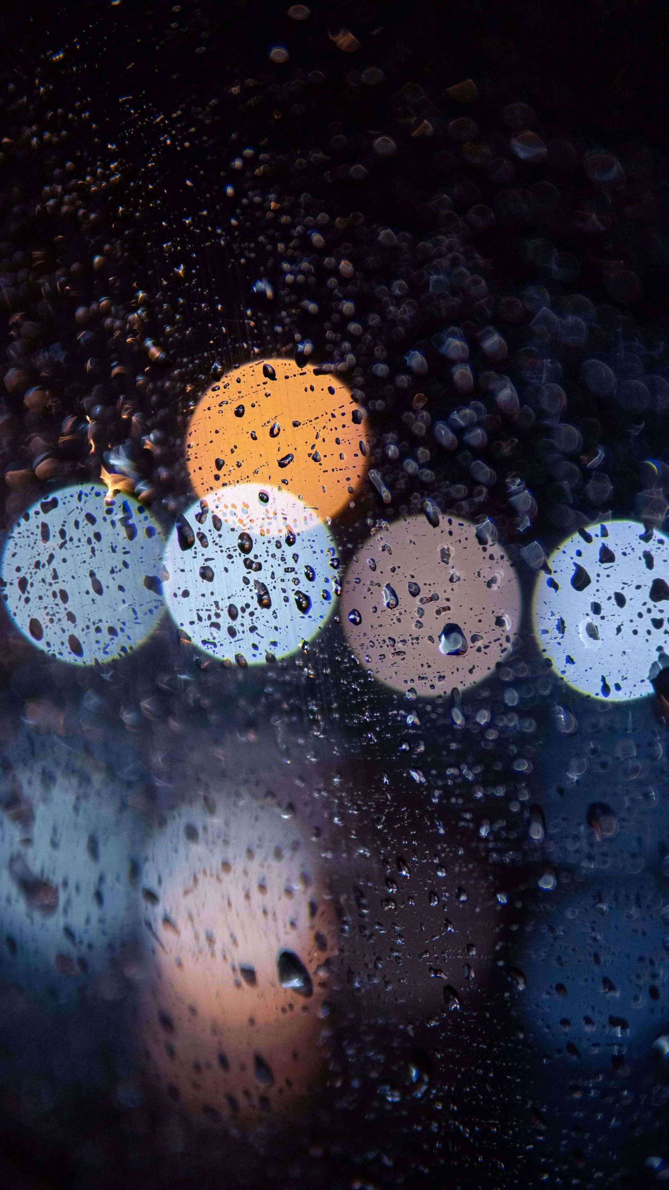 Amoled Glass Drops Rain 4K Phone Wallpaper