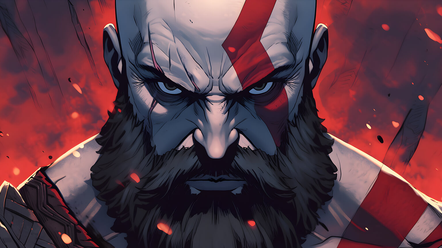 God of War Fury Kratos Red Desktop