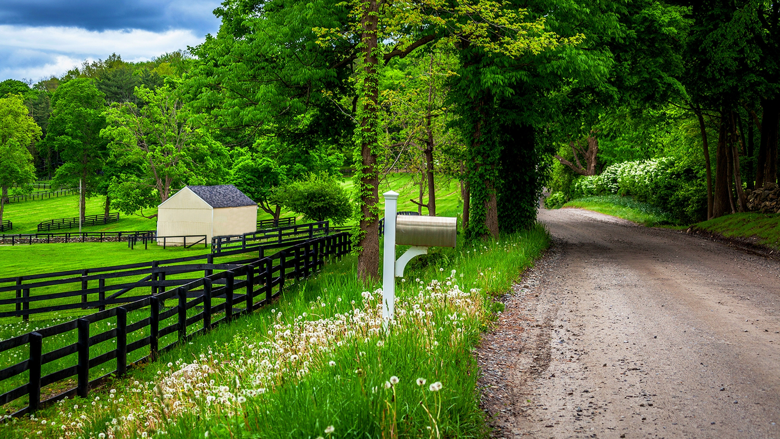 Nature spring mountain house wallpaper