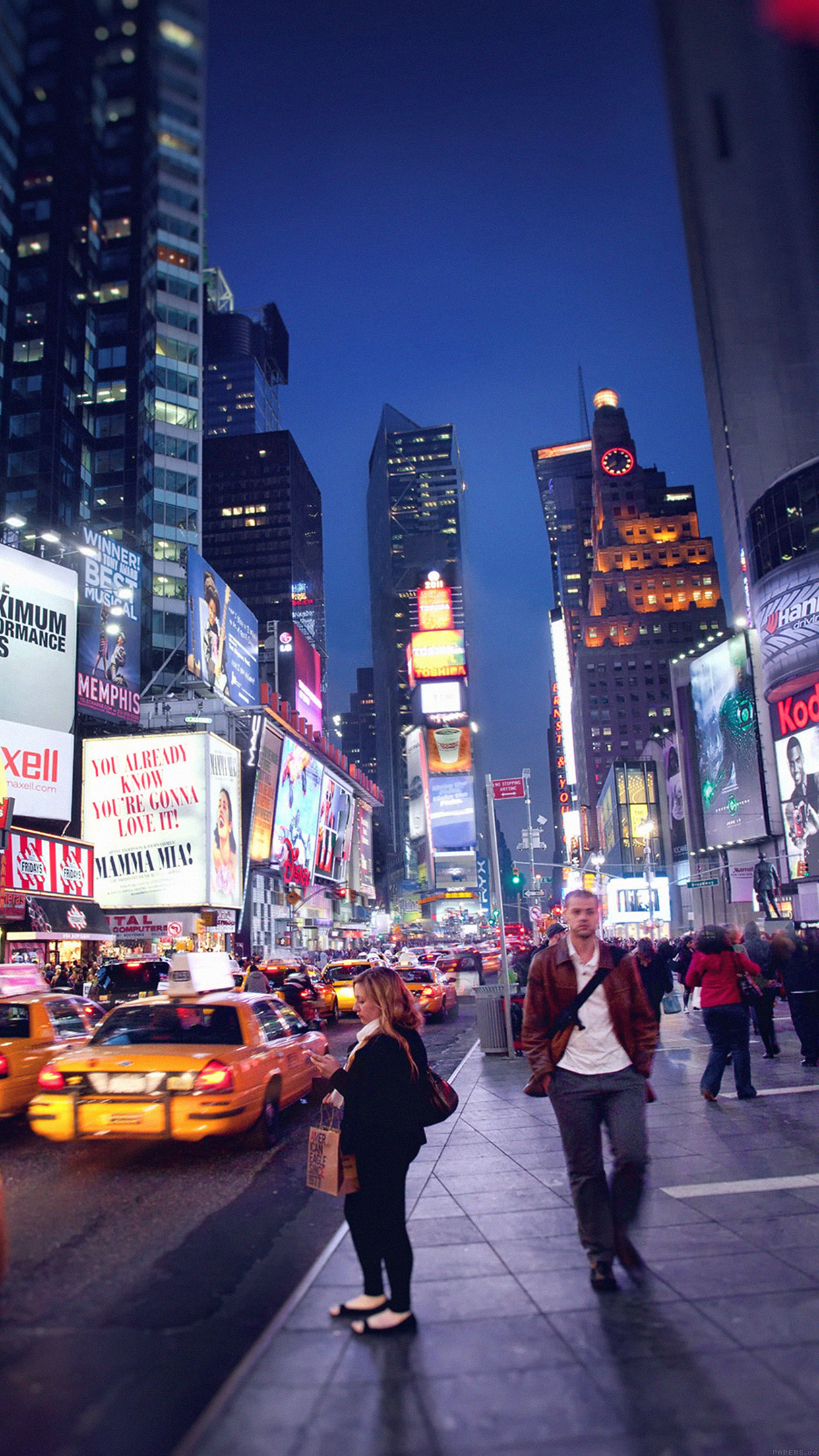 New York Street Night City Wallpaper