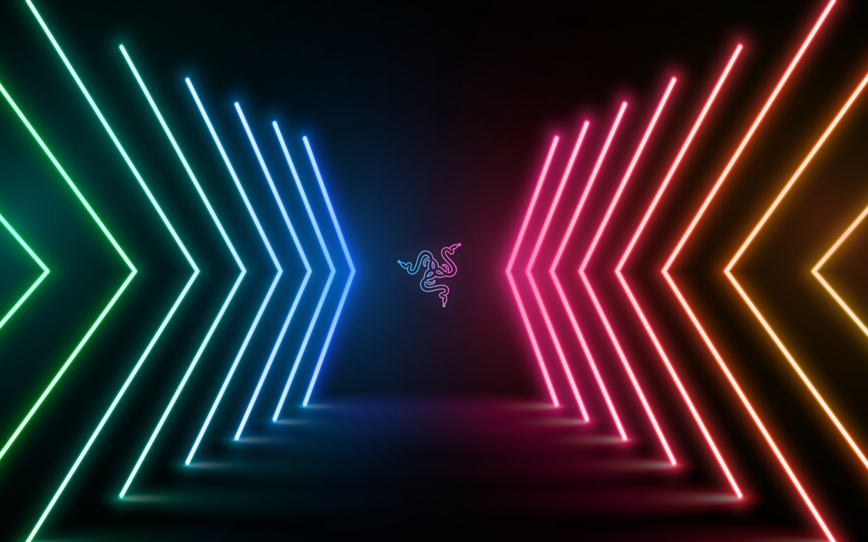 Razer Wallpaper 4K, Neon Lights, Colorful