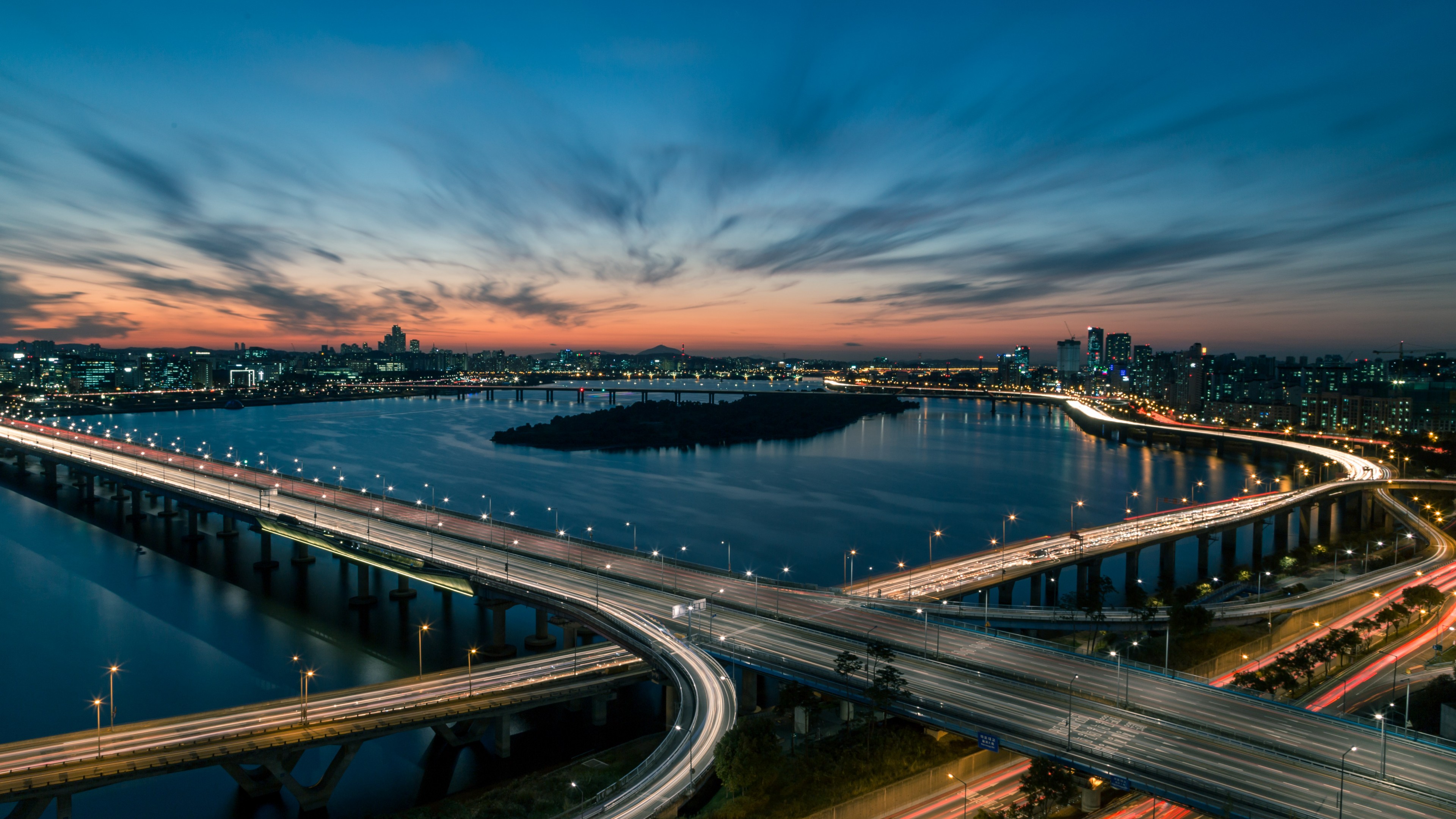 Han river, bridge, Seoul, South Korea