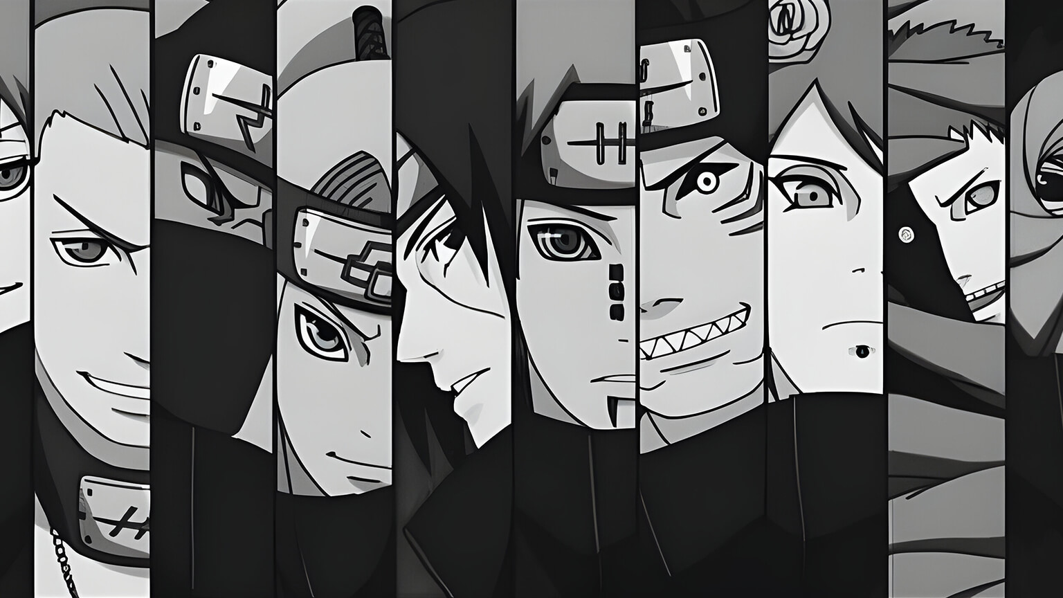 Naruto Characters Black & White Desktop