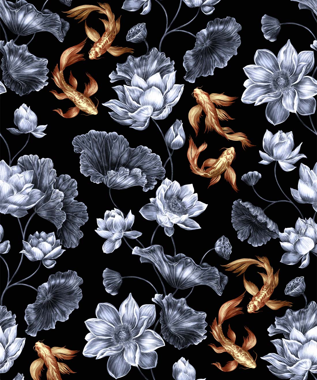 Golden Koi Wallpaper • Japanese Lotus