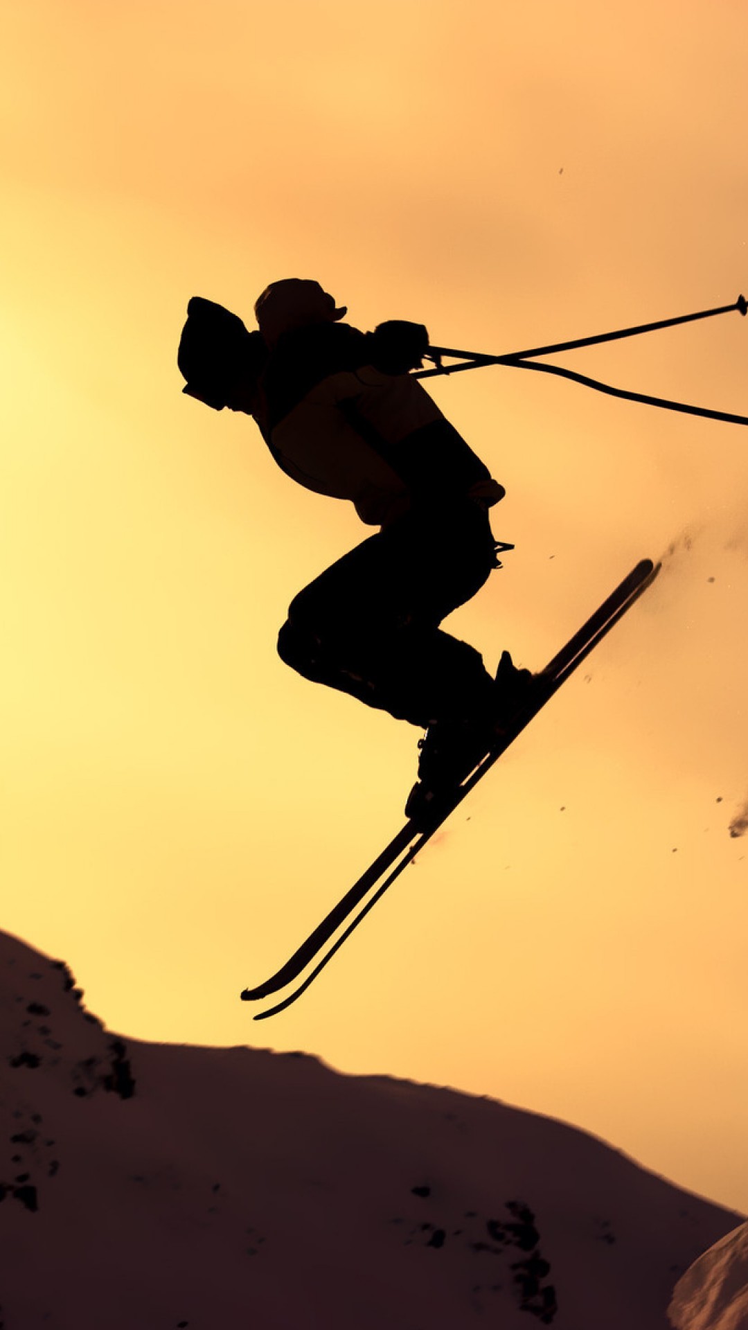 Sunset Skiing HD Wallpaper