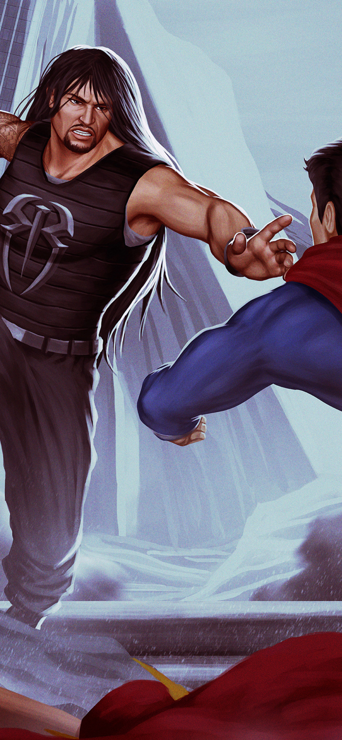 Roman Reigns Vs Superman Art