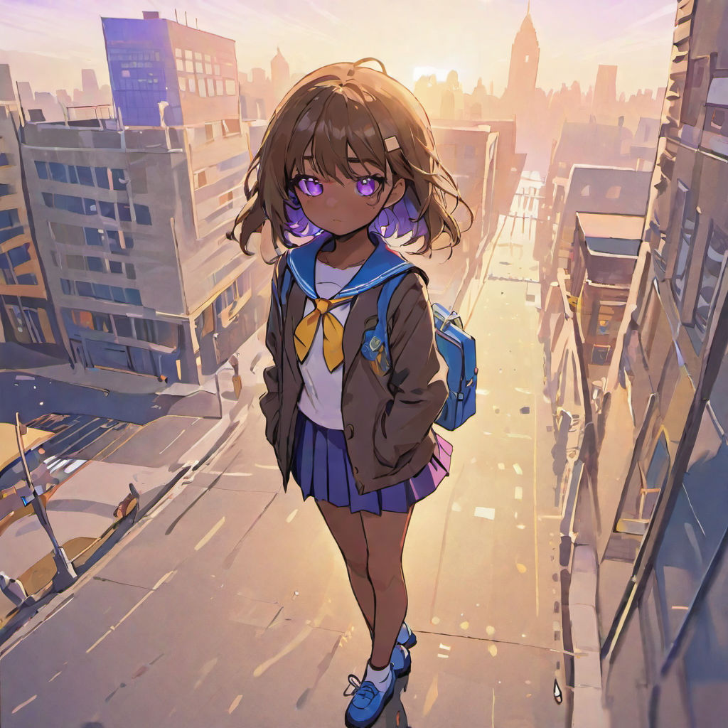 Anime girl brown hair brown skin