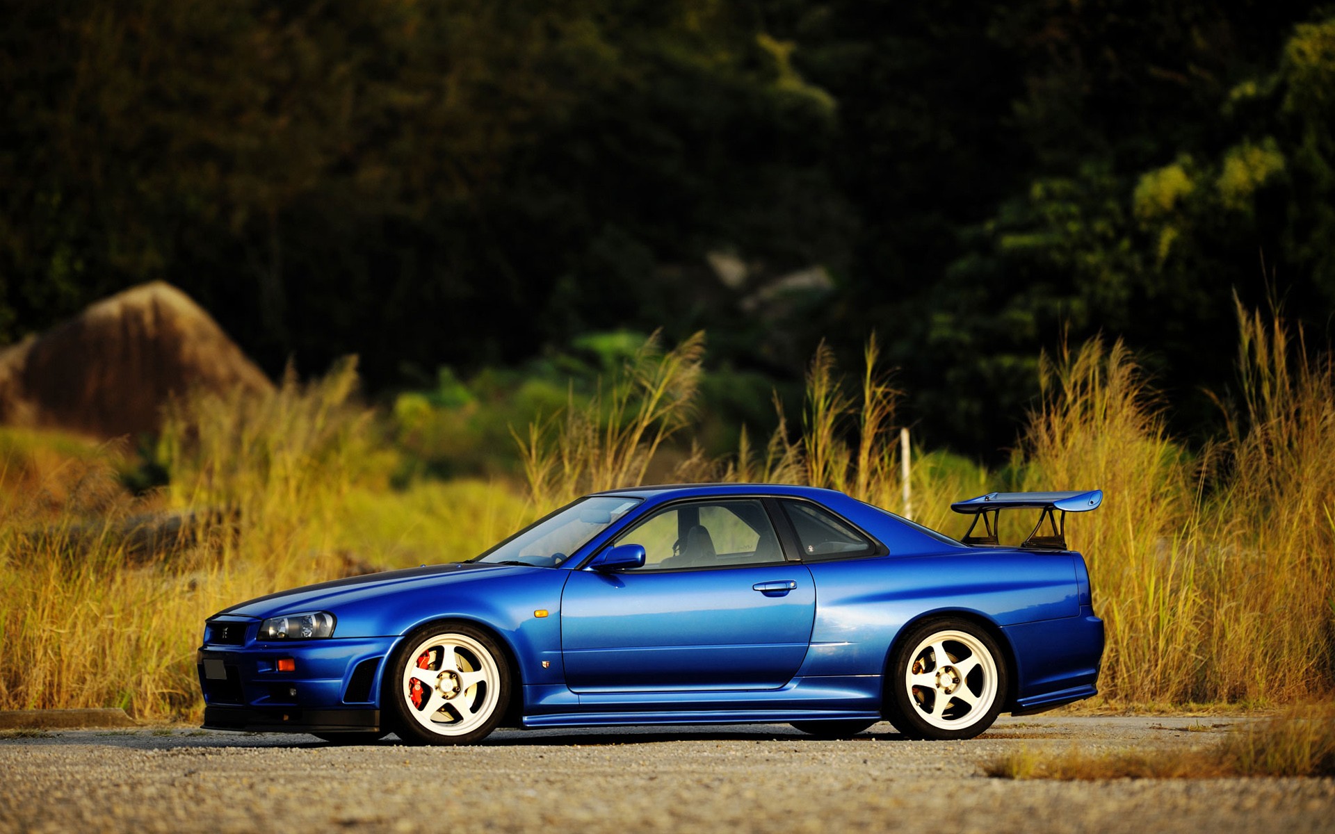 Sunset cars nissan skyline blue cars