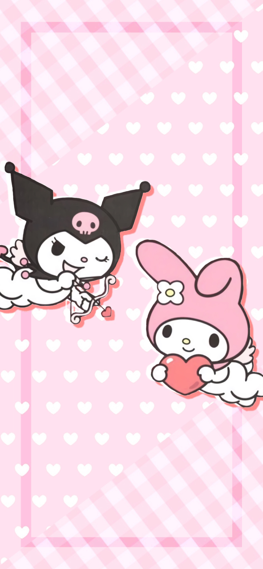 pink kuromi and my melody wallpaper