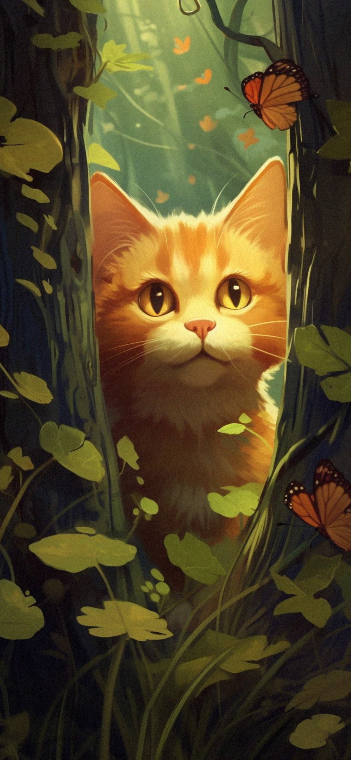 Curious Cartoon Cat Wallpaper
