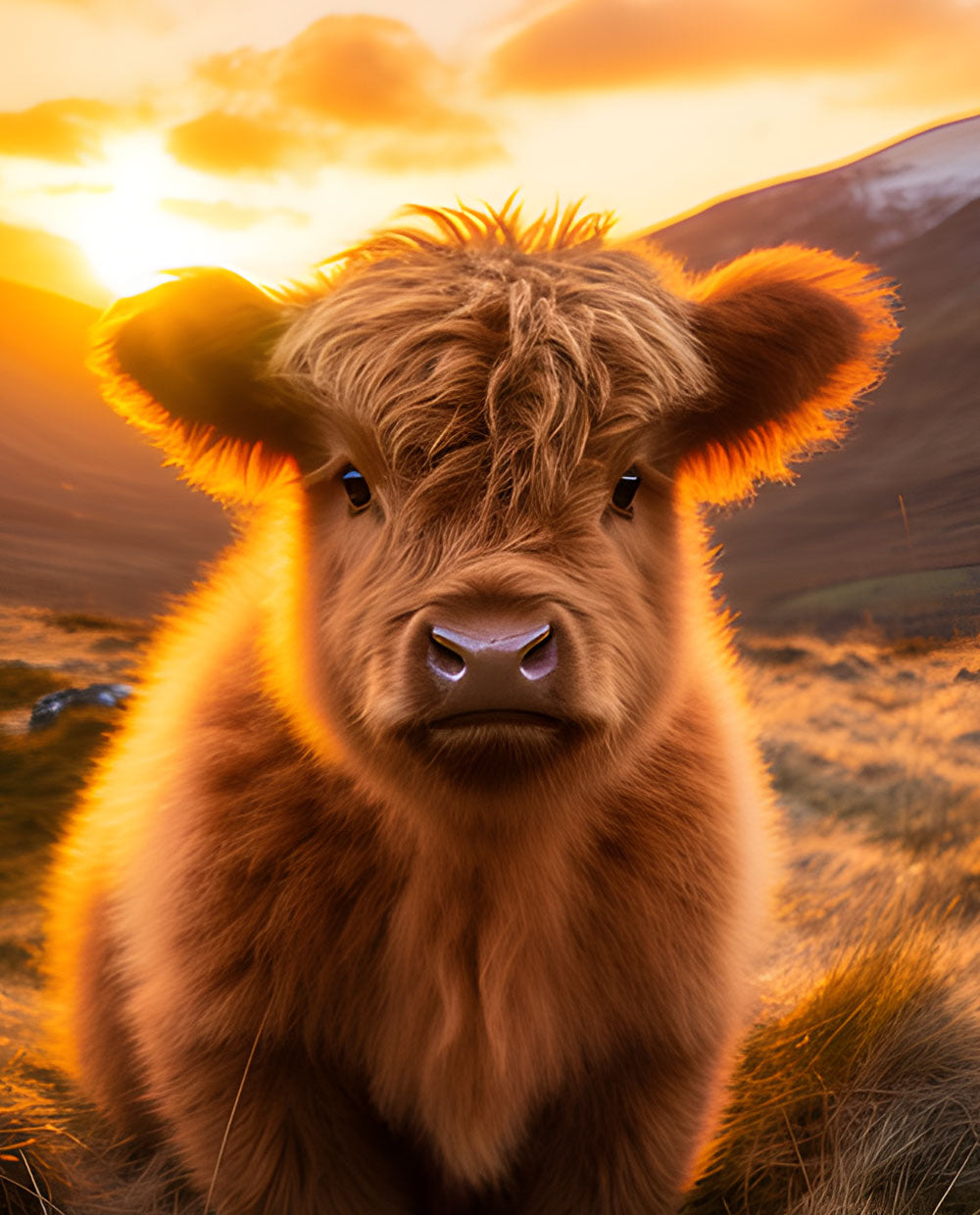 Highland Cow calf full cover magnet