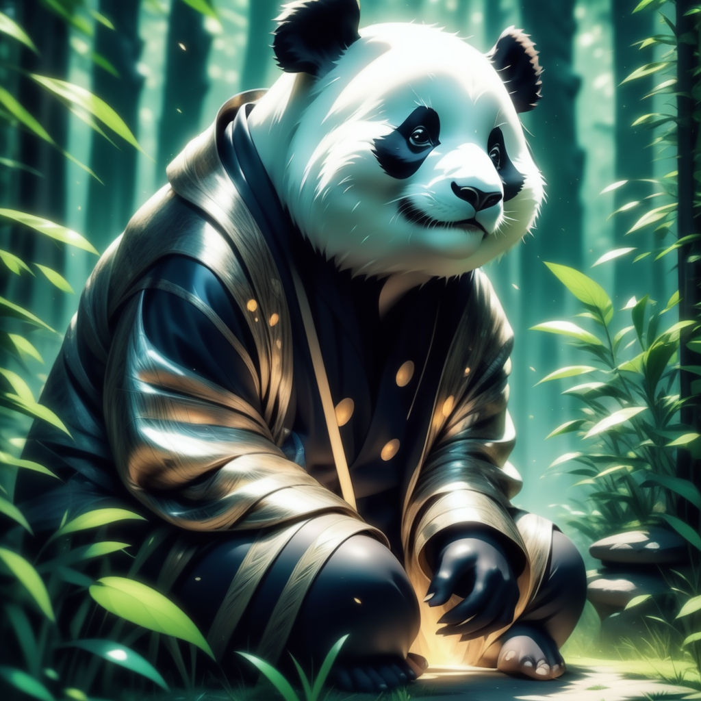 panda in a fluid and dynamic pose
