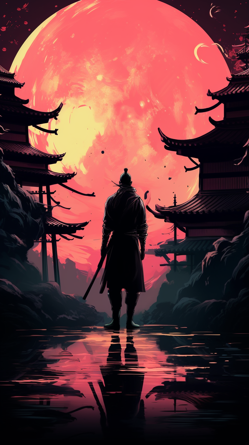 Moonlit Samurai Wallpaper