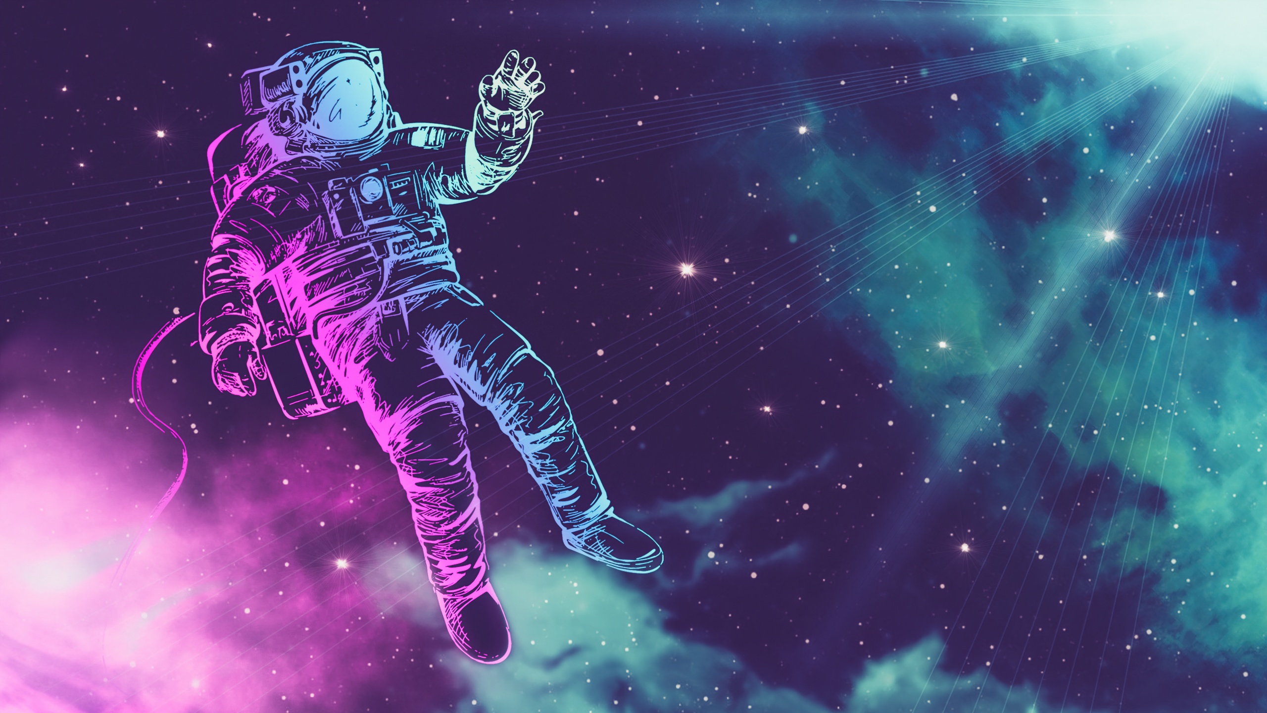 Astronaut Wallpaper 4K, Neon, Space