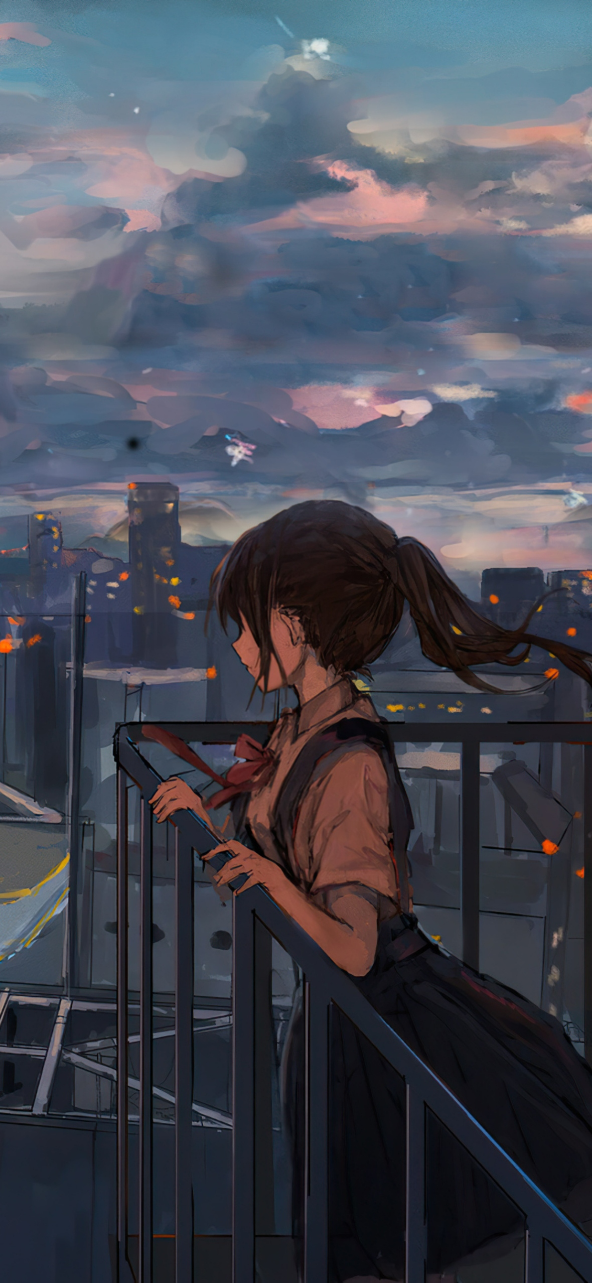 Alone Anime Girl iPhone Wallpaper HQ