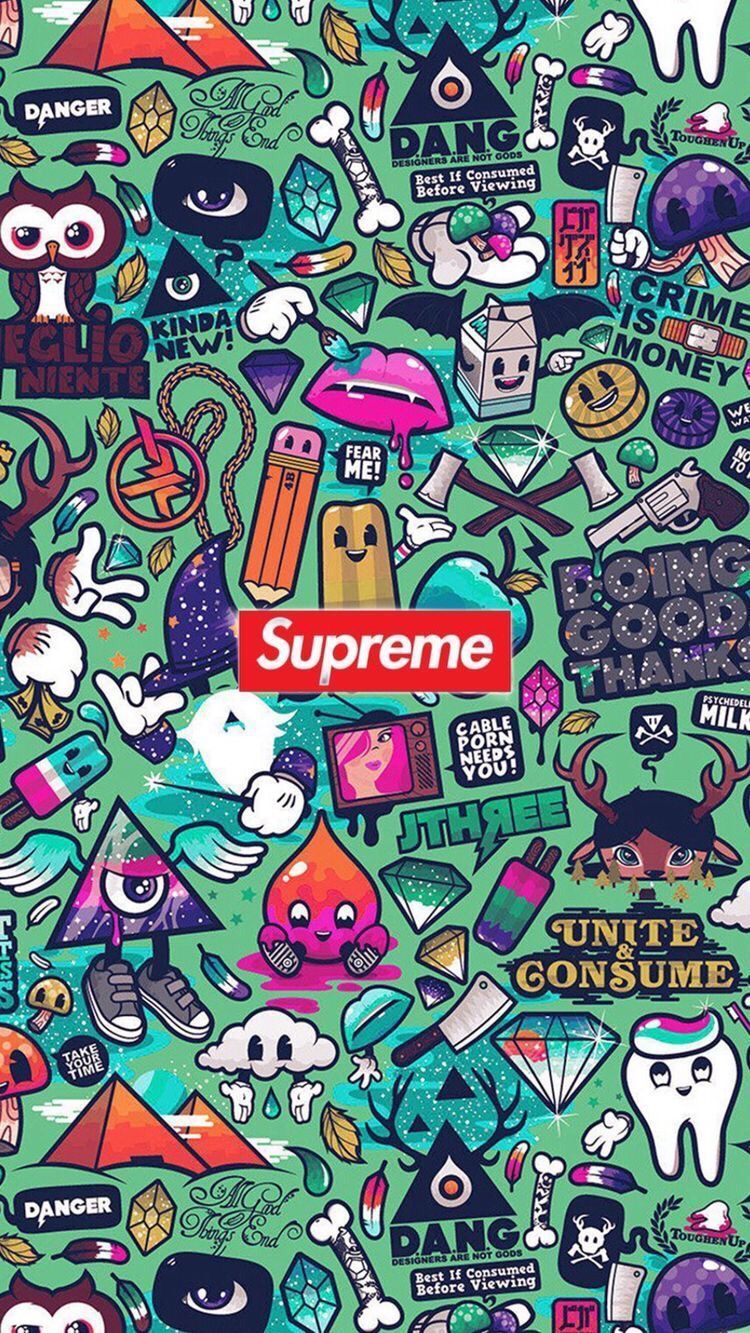 Supreme Cartoon Graffiti Wallpaper