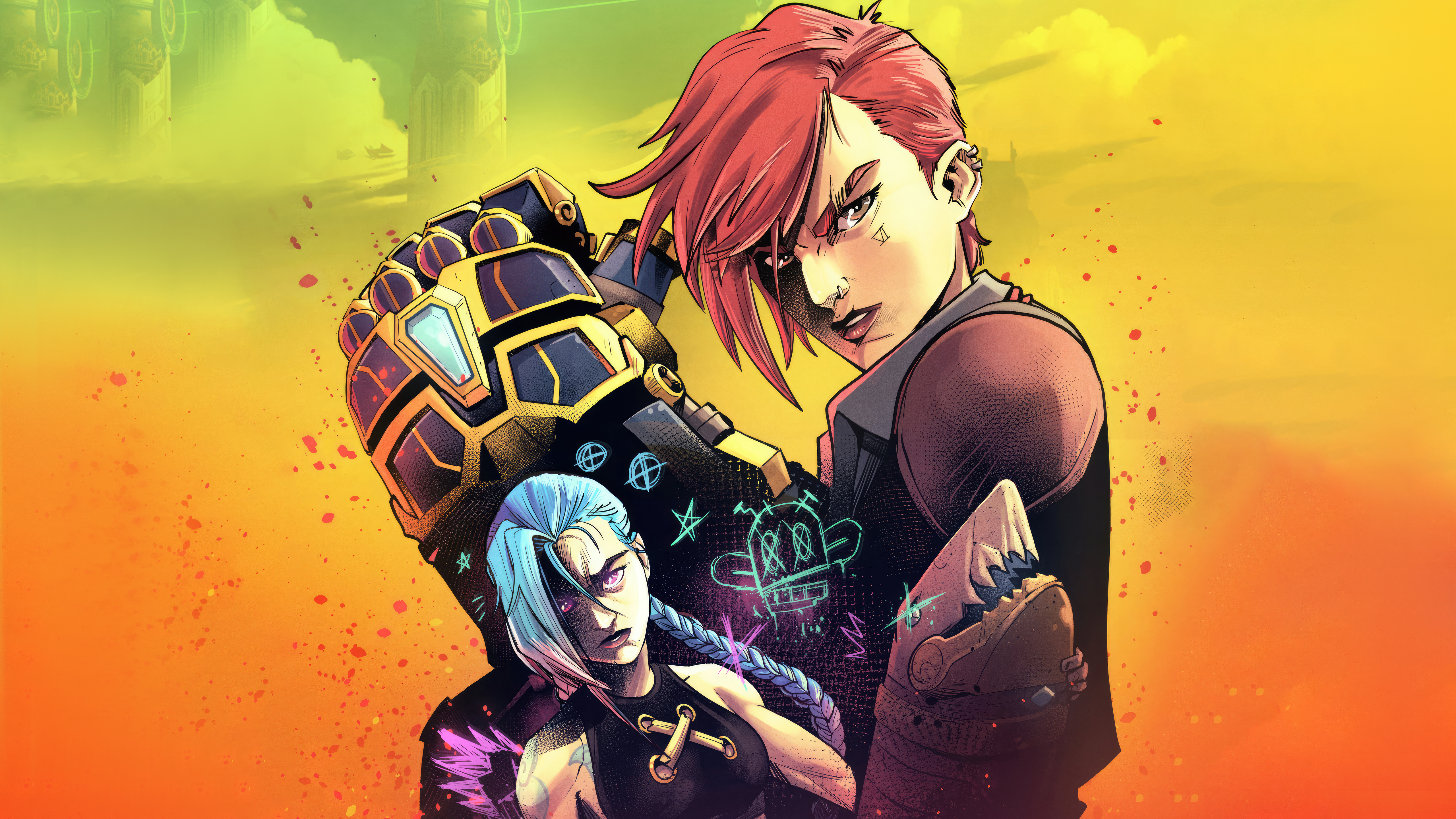 Vi And Jinx Arcane Art 5k Wallpaper, HD