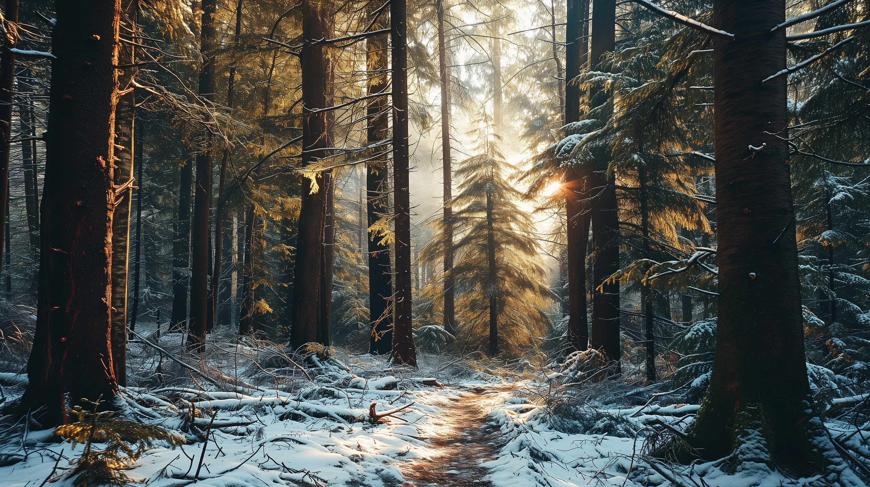 Snowy Forest HD Wallpaper