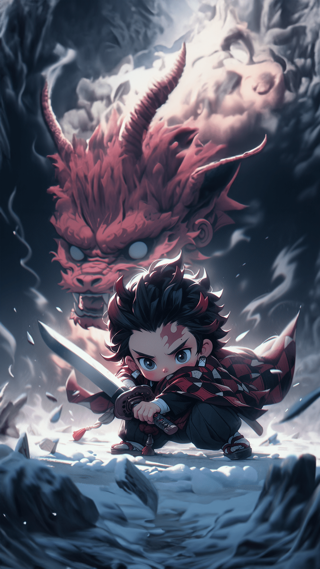 Demon Slayer Wallpaper with Psd + AI