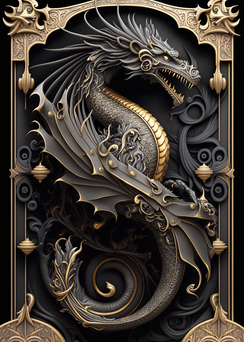 Dragon artwork fantasy, Art deco poster