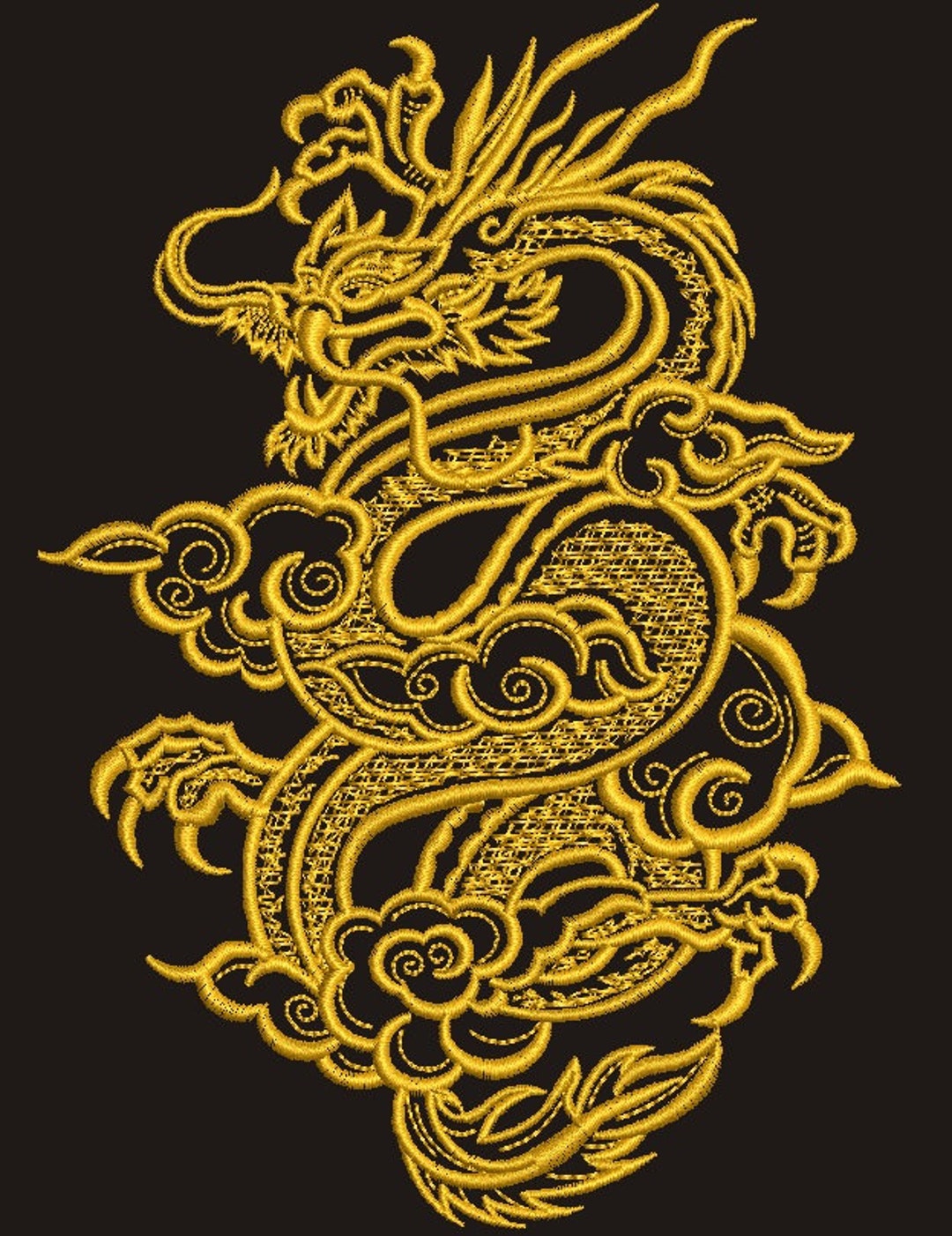 Gold Chinese Dragon Machine Embroidery