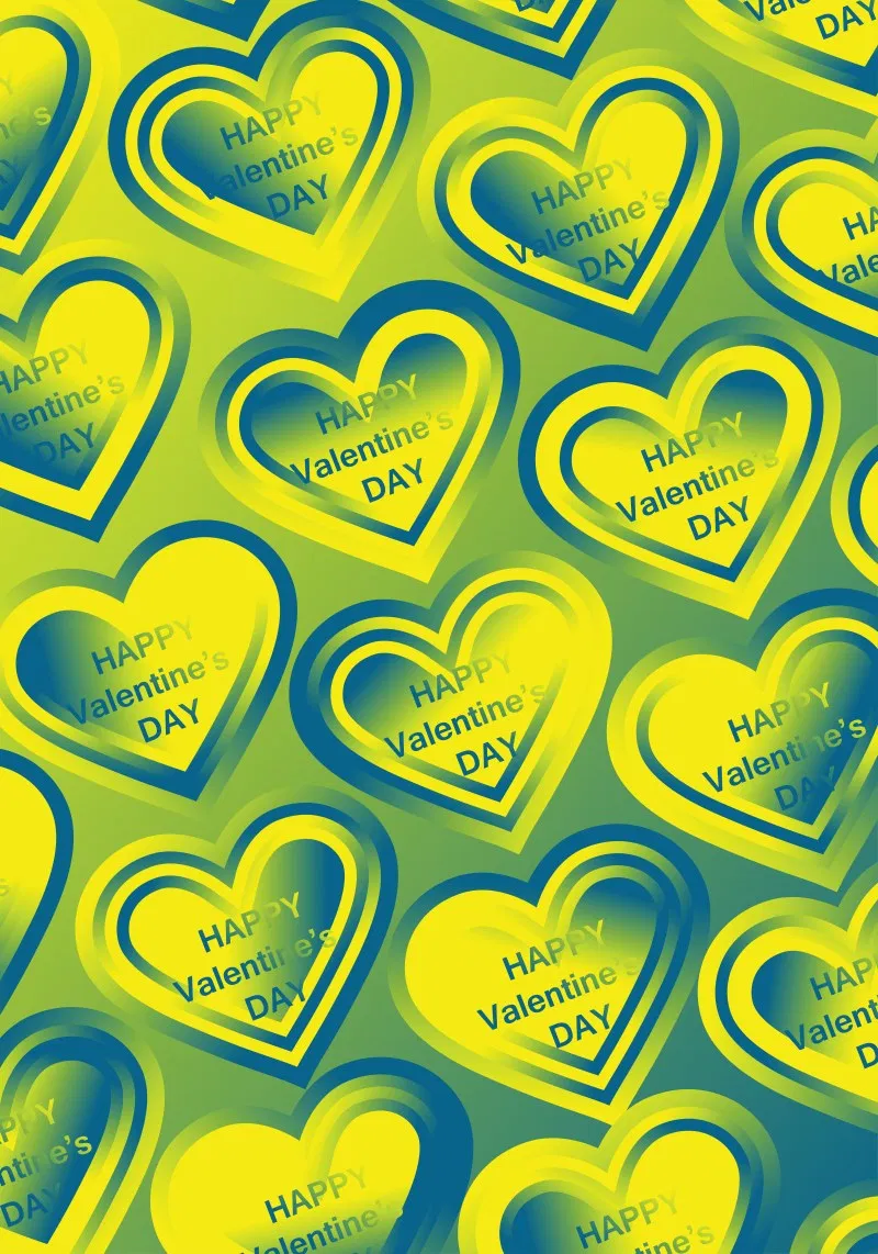 Blue Green and Yellow Heart Background