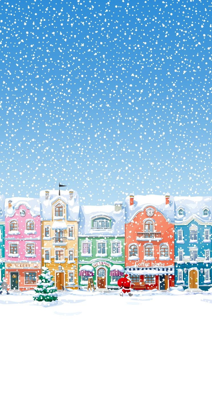 Cartoons City Winter Snowflakes Santa