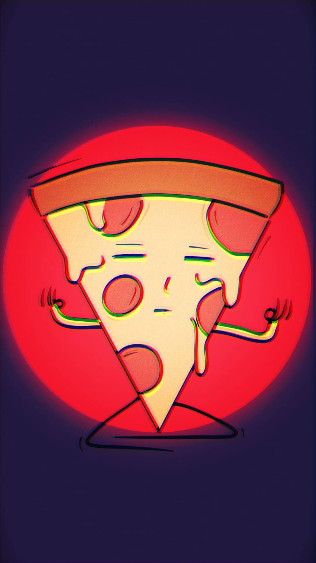 Sad Pizza Food iPhone Wallpaper